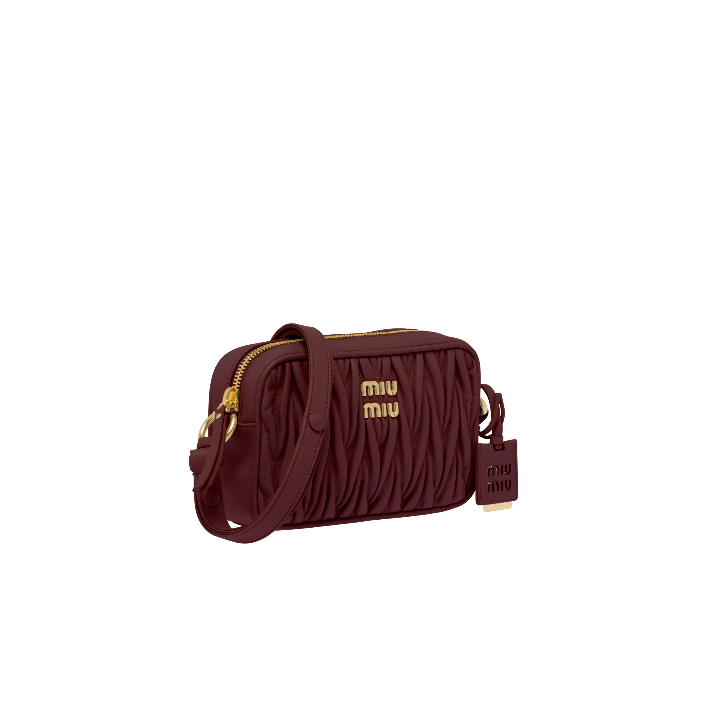 Amaranth Red Maize Yellow Matelassé nappa leather shoulder bag