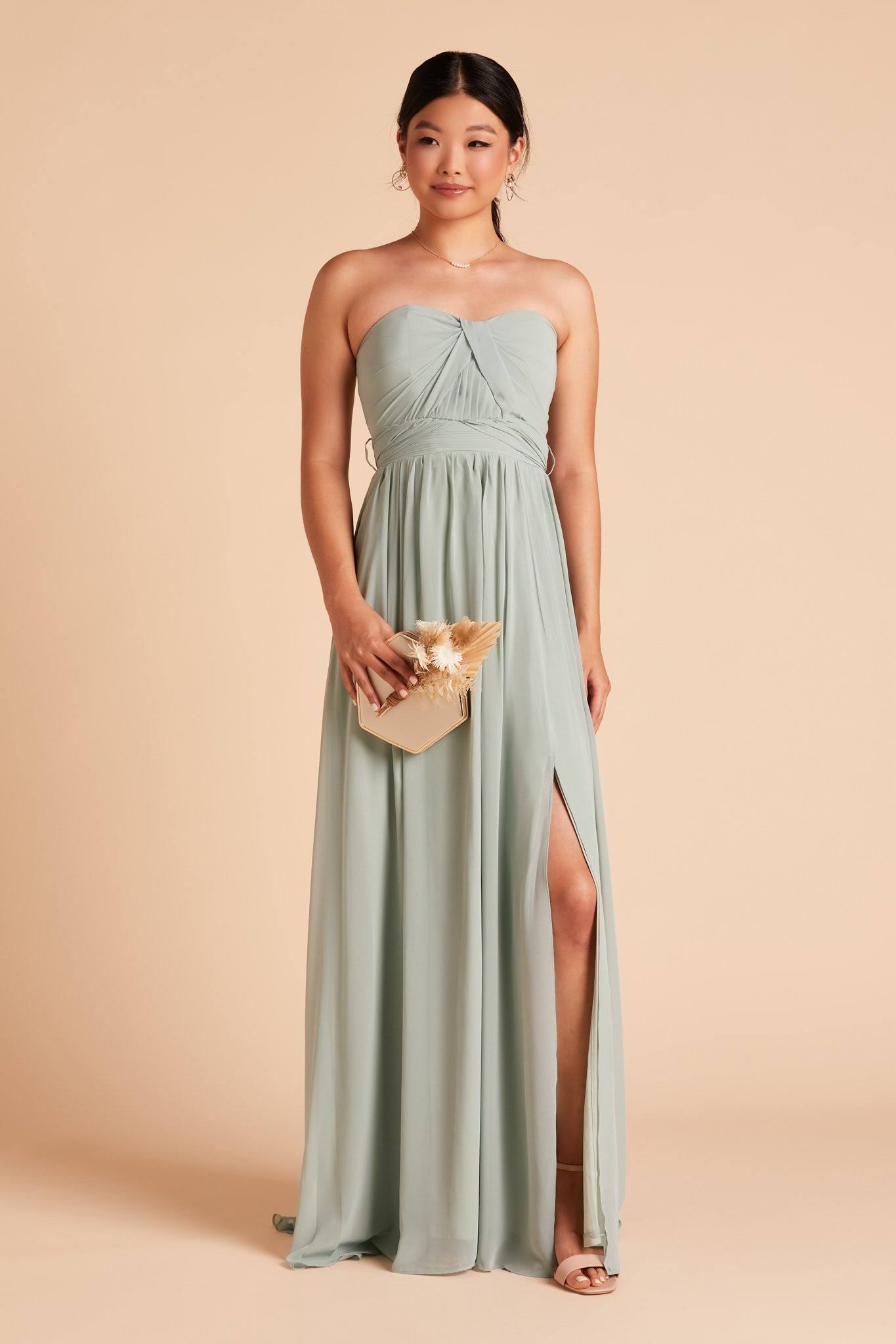 Grace Convertible Chiffon Bridesmaid Dress in Sage Xs / Sage / No Slit