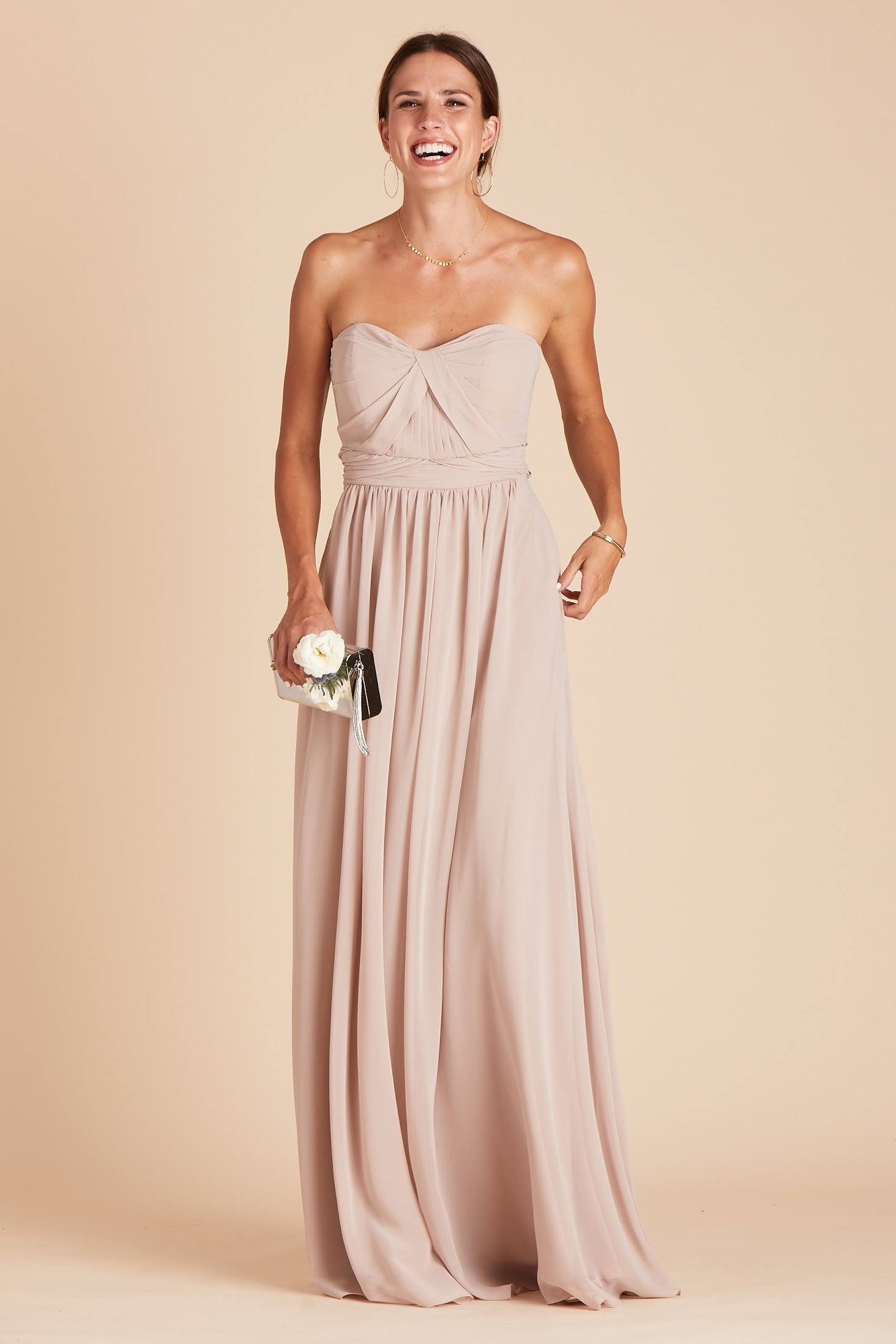 Birdy Grey Grace Convertible Chiffon Bridesmaid Dress in Taupe XL / Taupe / No Slit