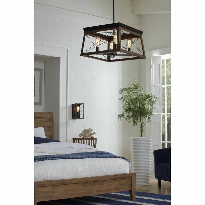 Delon 4 - Light Lantern Rectangle Chandelier Finish Graphite