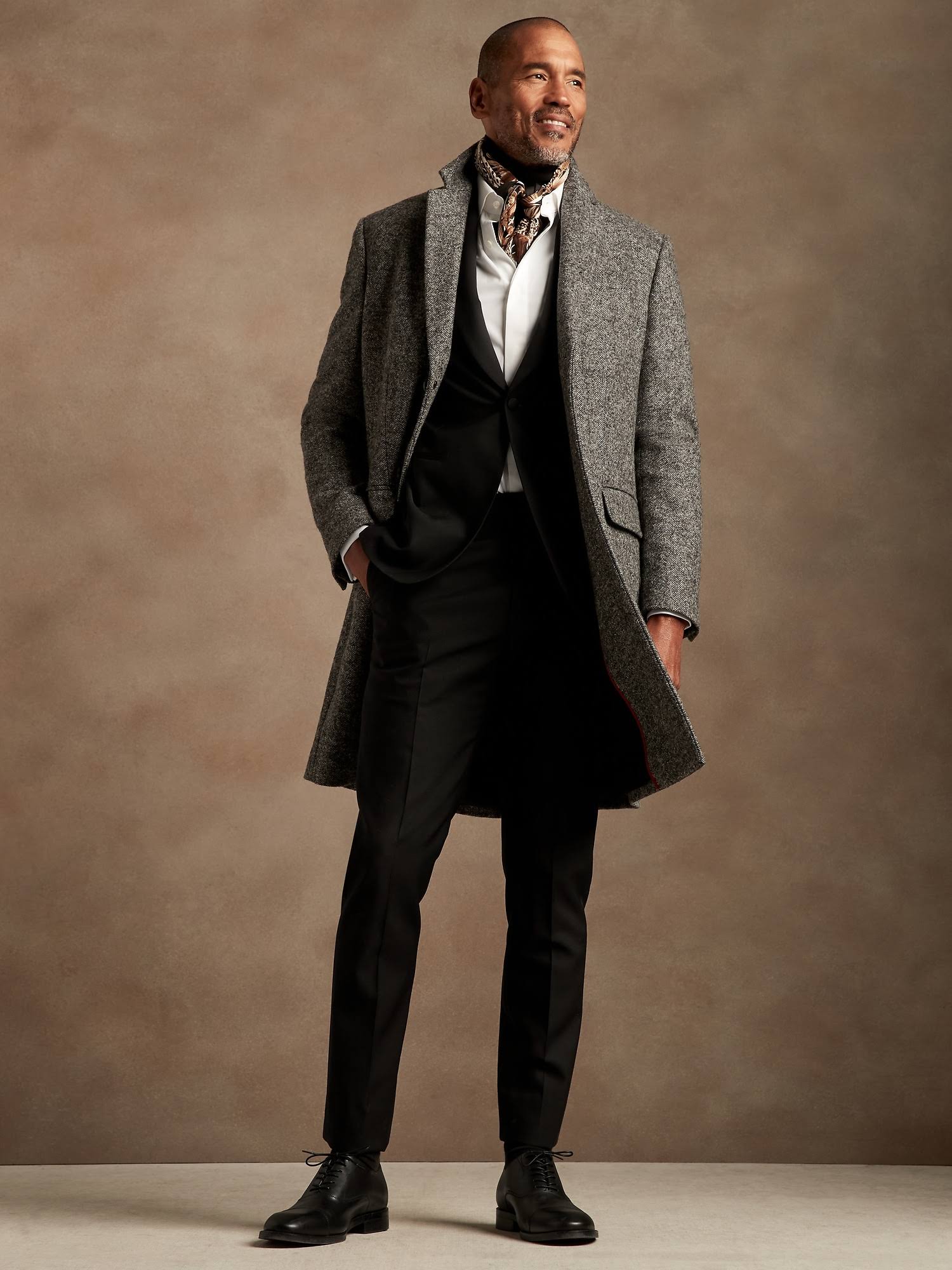 Banana Republic Men's Slim Tapered Italian Wool Tuxedo Pant Black Size 36W 34L