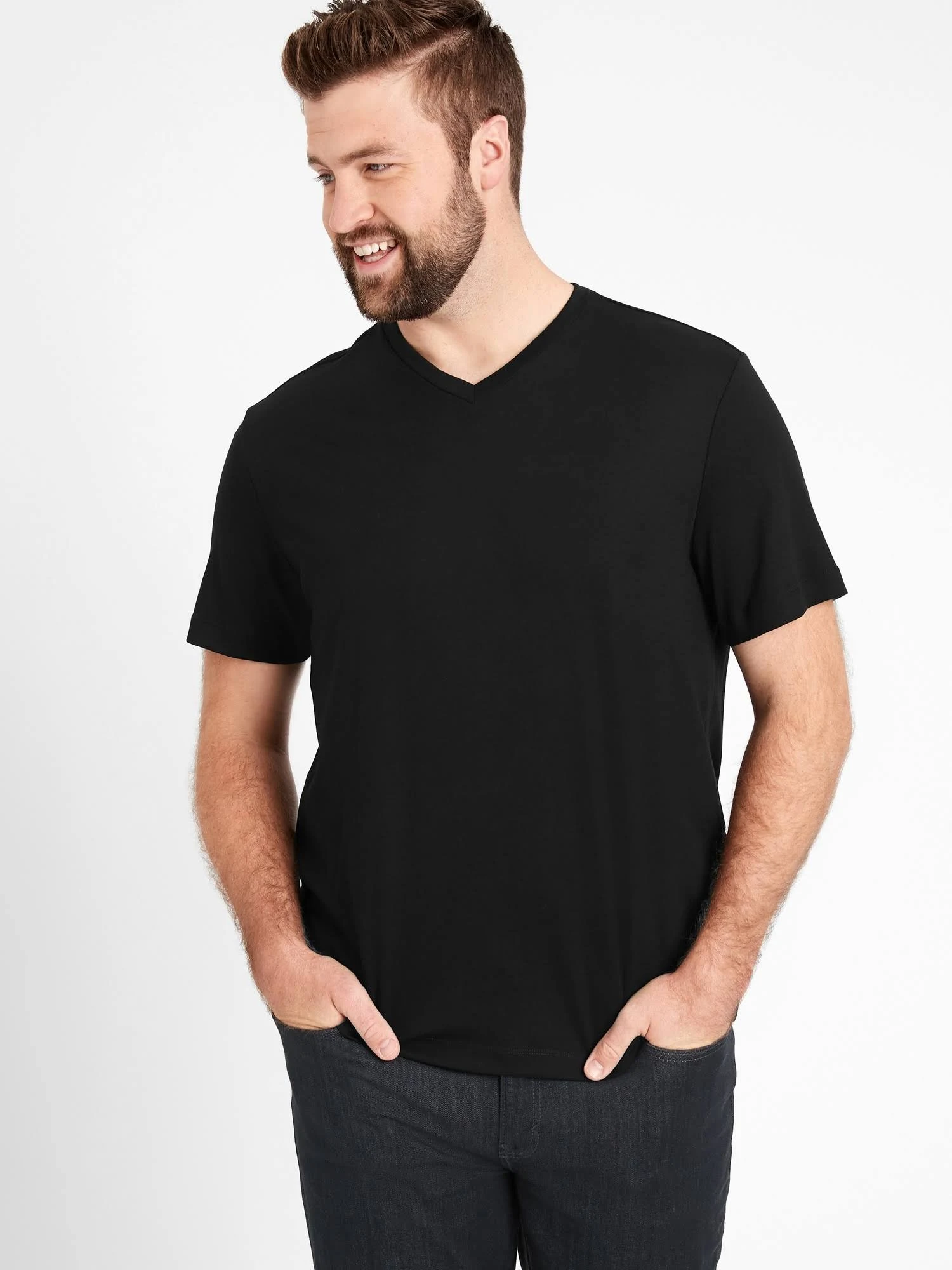 Banana Republic Men's Luxury Touch Performance V-Neck T-Shirt Black Tall Size L