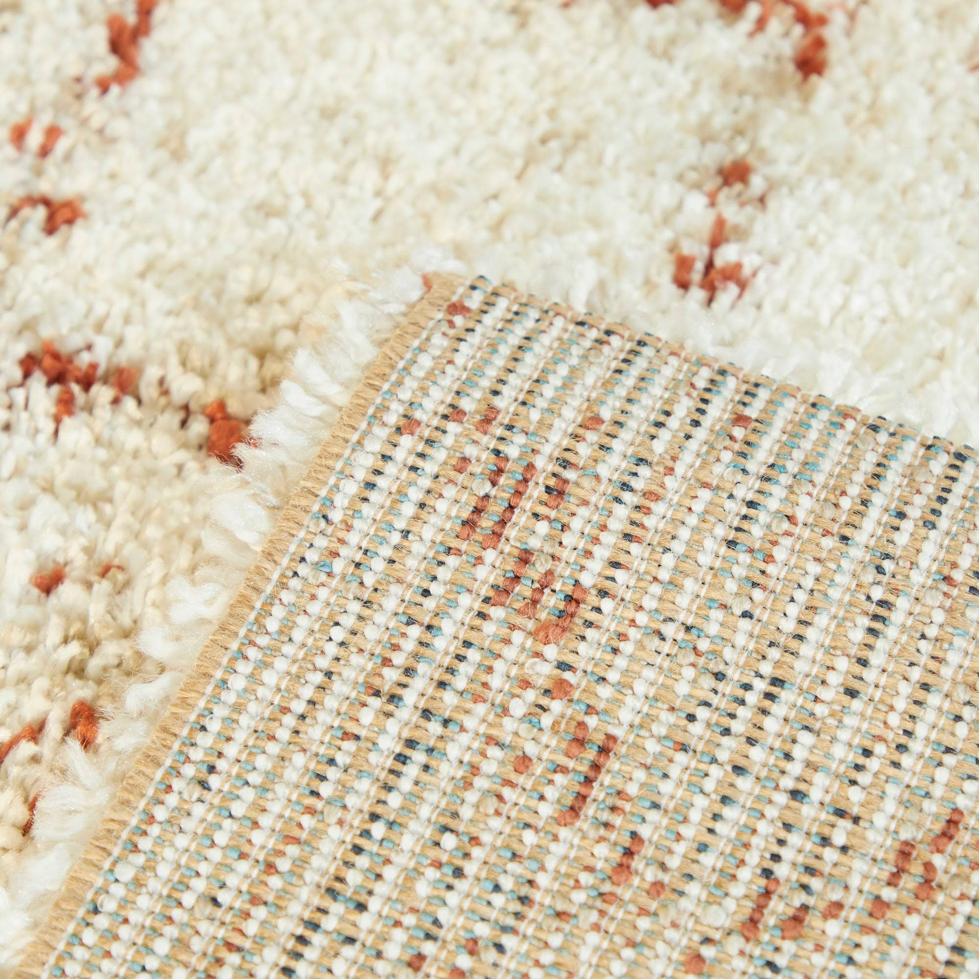 Albini Tribal Shag Area Rug - 5&3x22 x 7& - White/Grey