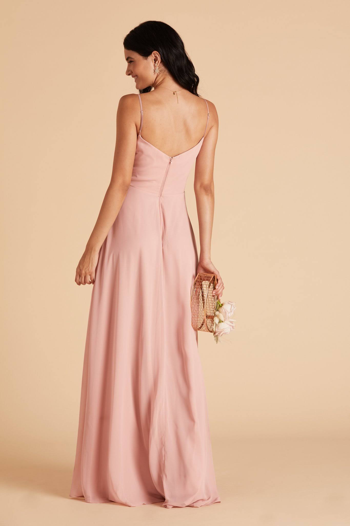 Birdy Grey Devin Convertible Chiffon Bridesmaid Dress in Dusty Rose M / Dusty Rose / No Slit