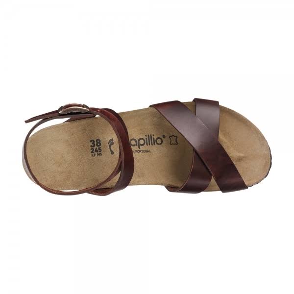 Birkenstock Spring Papillio Lola Natural Leather Cognac Wedge Heel