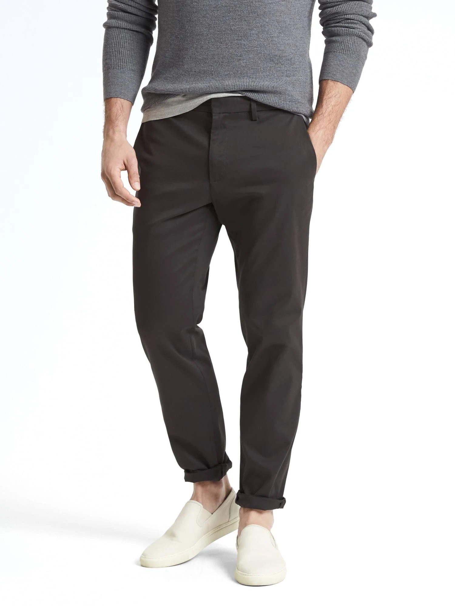 Banana Republic Men's Mason Athletic Tapered Rapid Movement Chino Pant Charcoal Gray Size 34W 34L