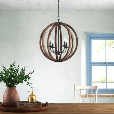 Birch Lane Heritage Ricciardo 4 - Light Candle Style Globe Chandelier with Wrought Iron Accents