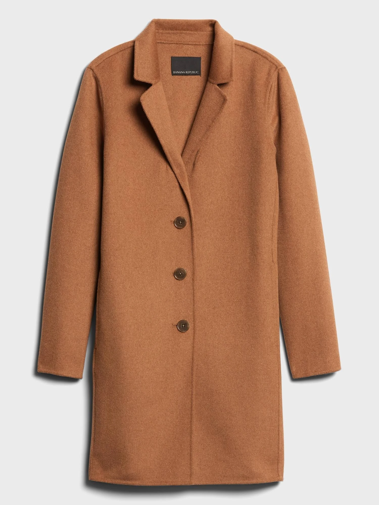 Banana Republic Women's Unlined Double-Faced Top Coat Dark Camel Size XL