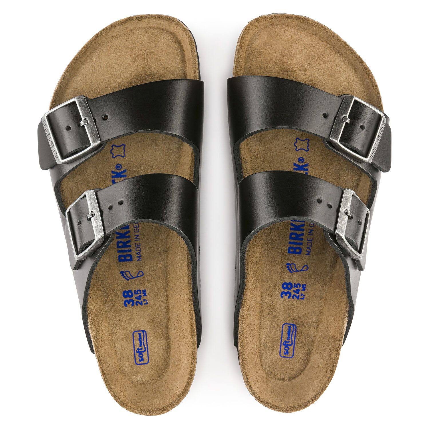 Birkenstock Amalfi Leather Soft Footbed Arizona Sandals Black 45