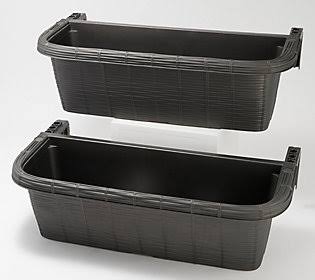 Apollo Exports 24x22 Rattan Adjustable Railing Planter ,Grey