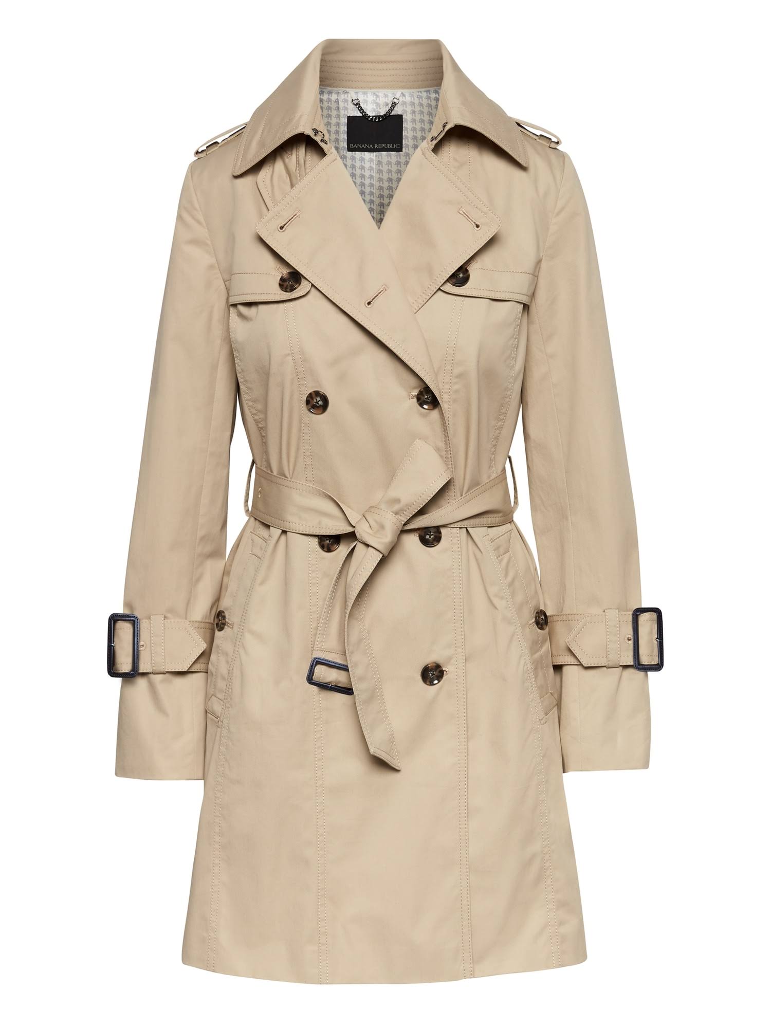 Banana Republic Women's Petite Water-Resistant Classic Trench Coat Golden Beige Petite Size XS