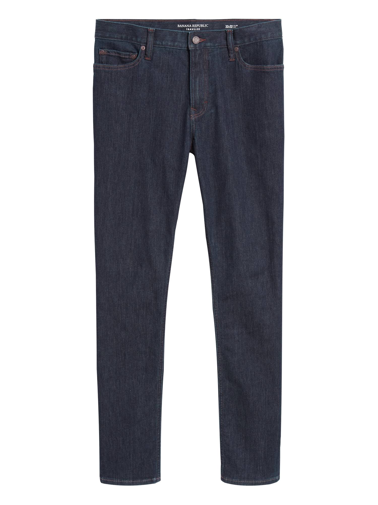 Banana Republic Men's Slim Dry Indigo Traveler Jean Rinse Dark Wash Size 30W 30L