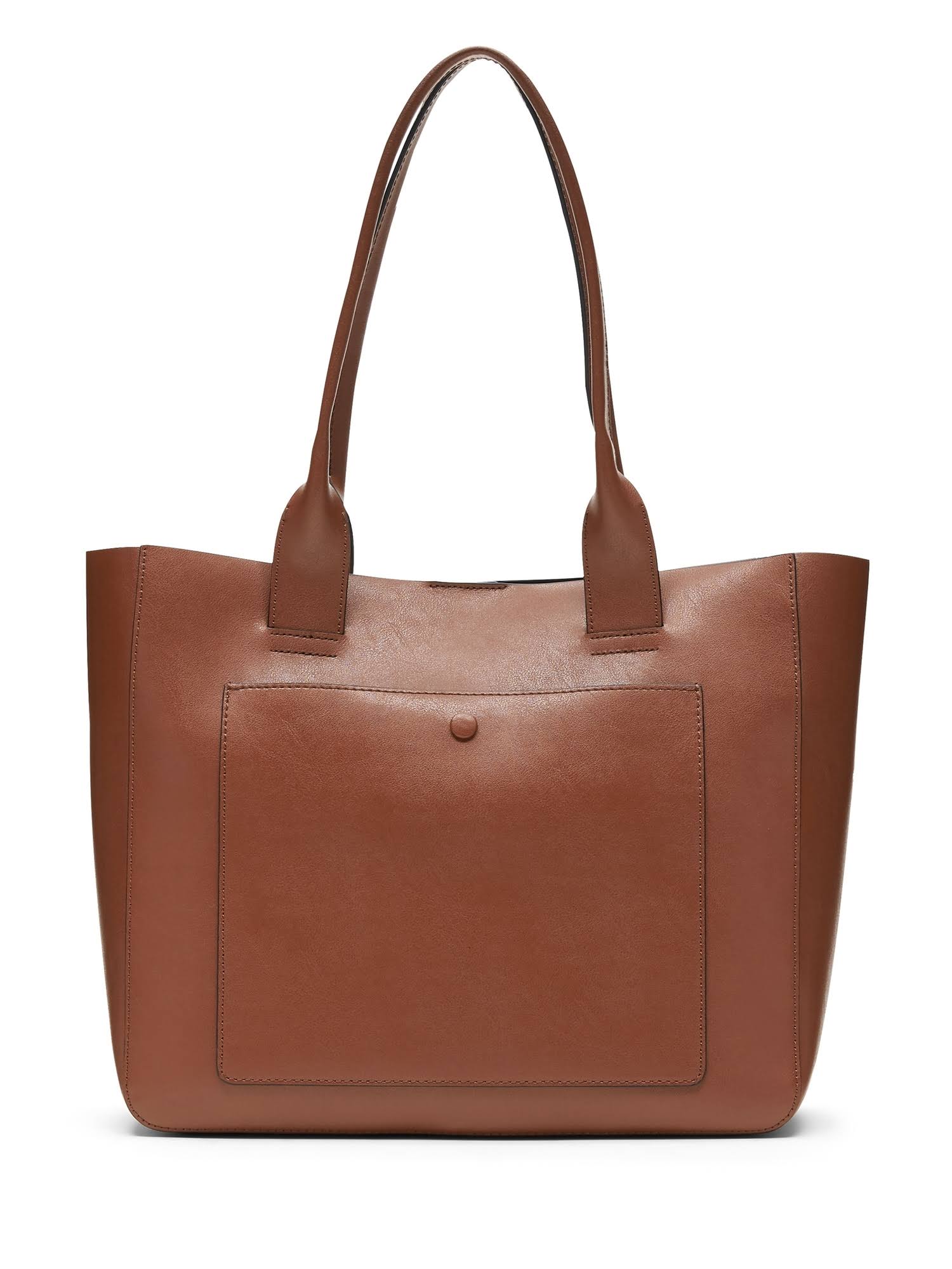 Banana Republic Women's Leather Large East-West Tote Cognac with Black Interior Size One Size