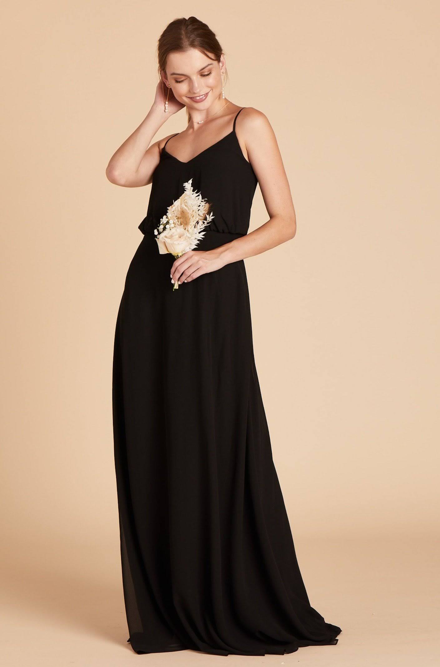 Birdy Grey Gwennie Chiffon Bridesmaid Dress in Black Xs / Black
