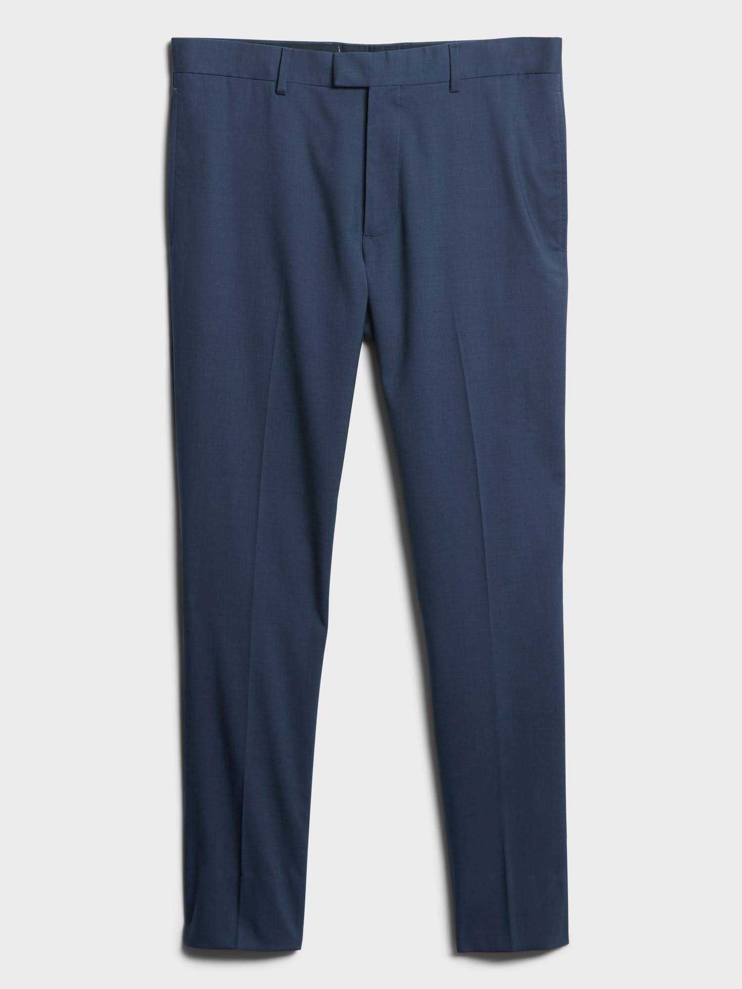 Banana Republic Men's Slim Non-Iron Stretch Cotton Solid Pant Navy Tall Size 32W 36L