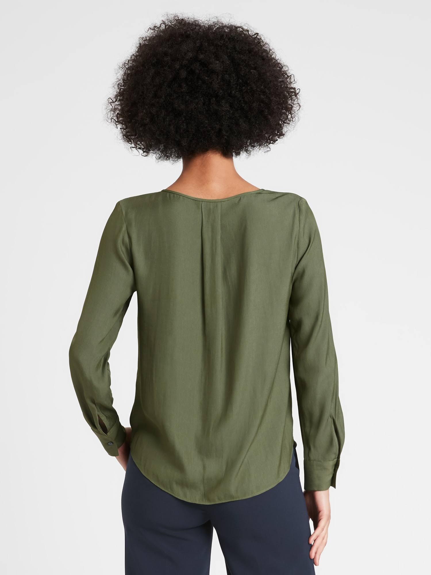 Banana Republic Women's Keyhole Blouse Flight Jacket Green Size Xs