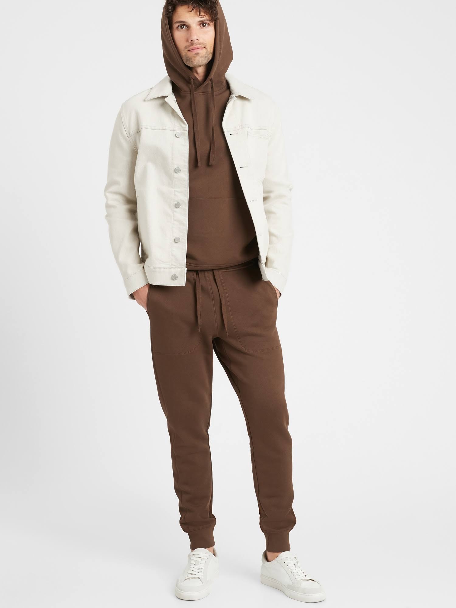 Banana Republic Men's Organic French Terry Jogger Chocolate Stout Size XL