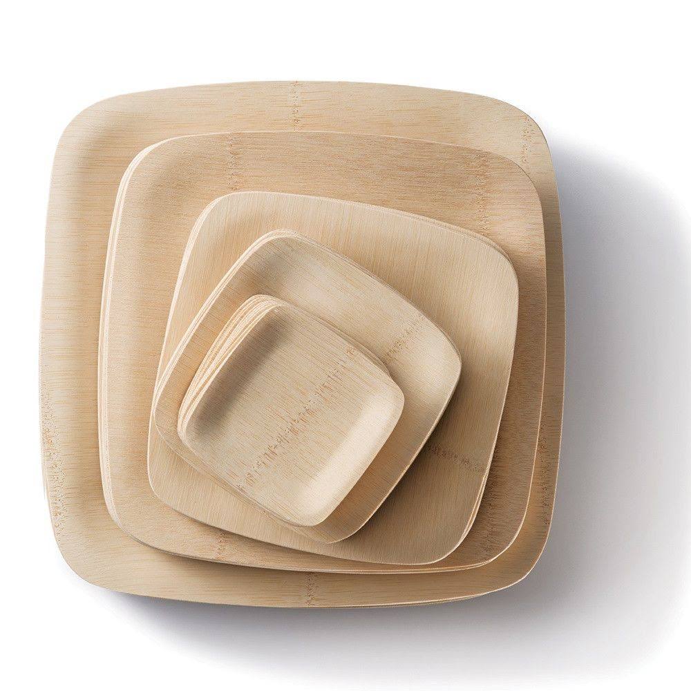 Bambu Veneerware 11x22 Disposable Square Bamboo Plates