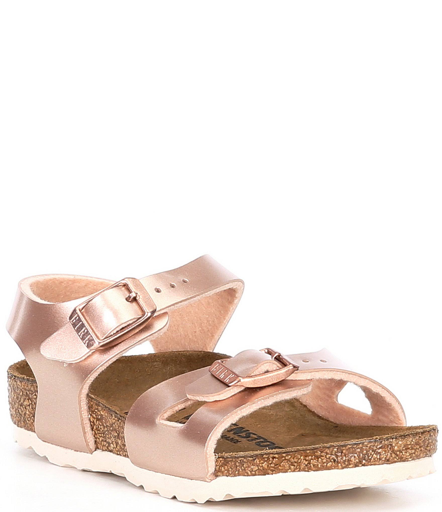 Birkenstock Rio Sandal - Girls& Electric Metallic Copper Birko-Flor, 30.0