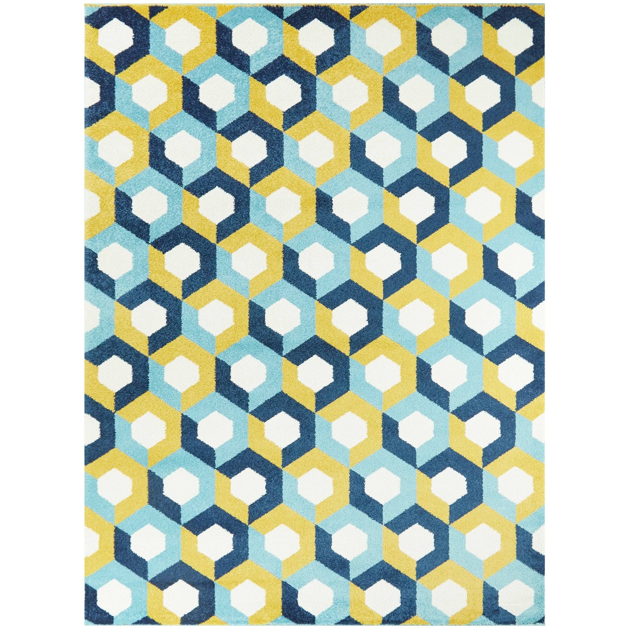 Weston Contemporary Geometric Area Rug - 7&10x22 x 10& - Blue