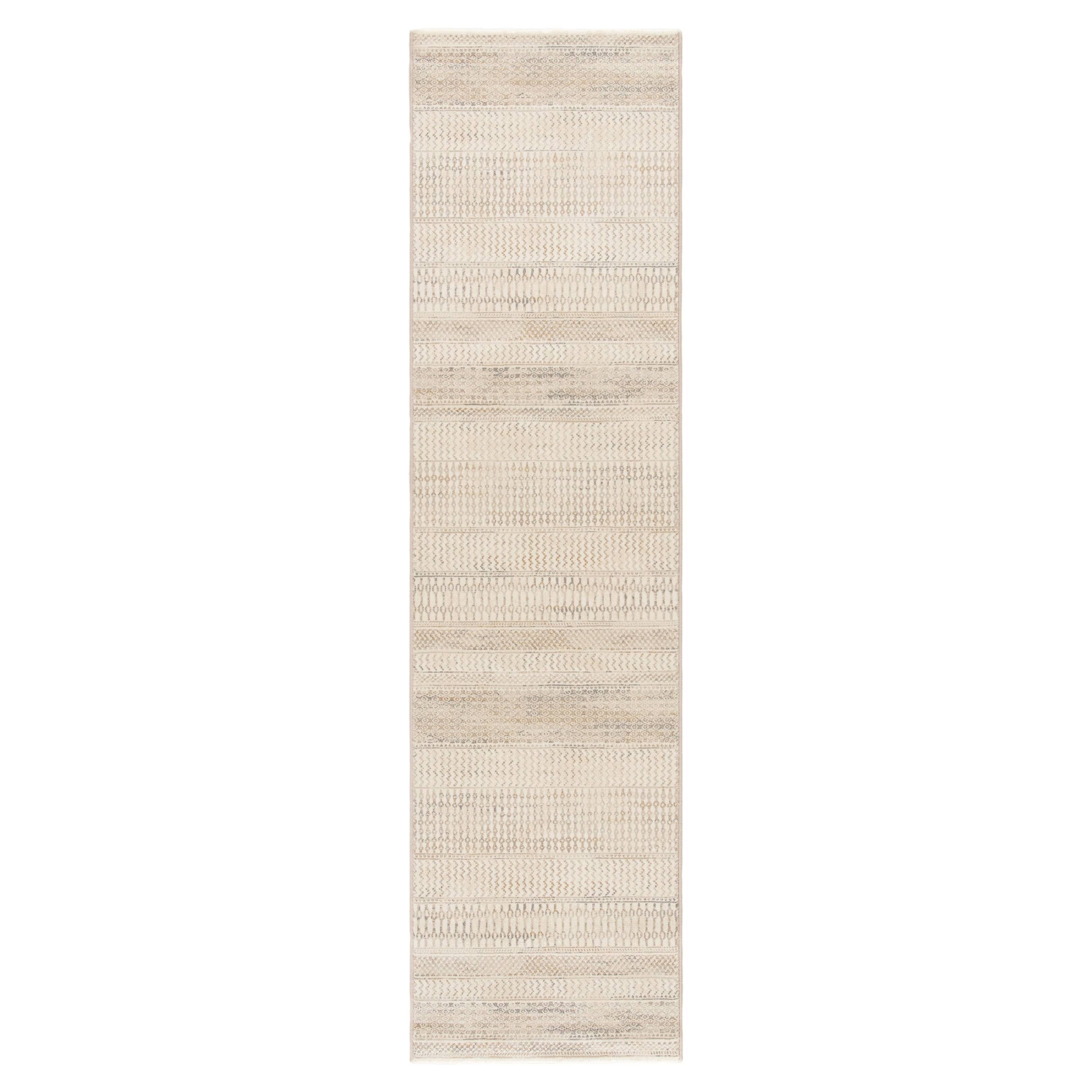 Warren Geometric Area Rug - 7&10x22 x 10&10x22 - White/Grey