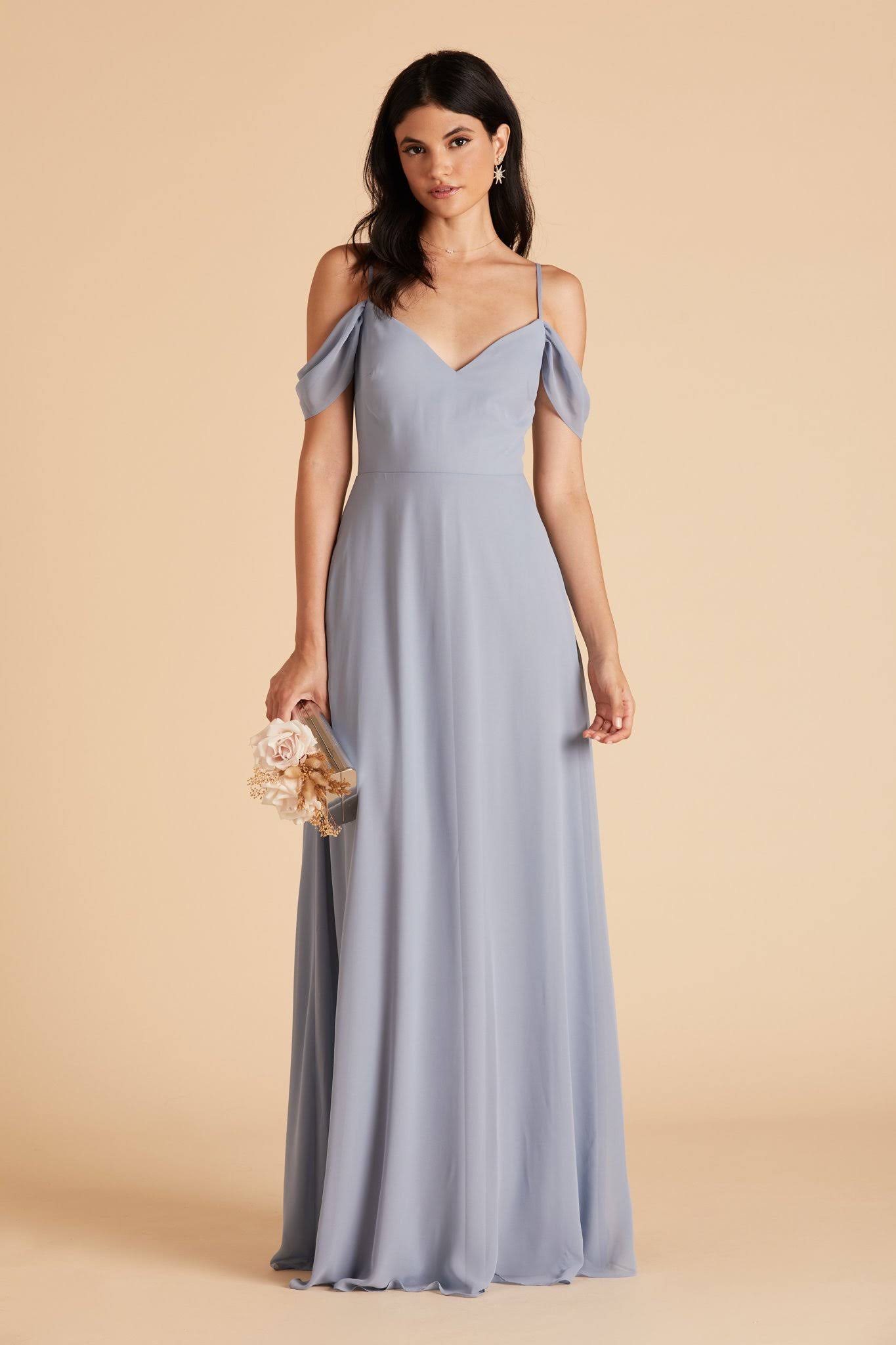 Birdy Grey Devin Convertible Chiffon Bridesmaid Dress in Dusty Blue M / Dusty Blue / No Slit