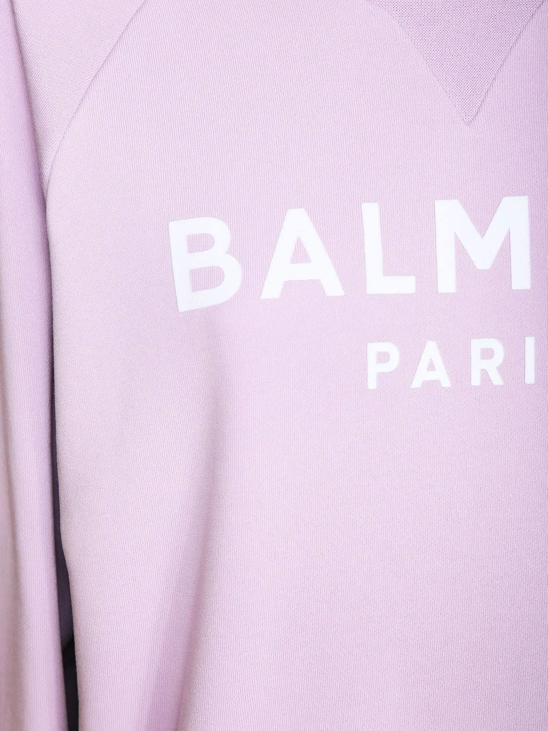 Balmain Flocked Logo Cotton Sweatshirt - Purple - Sweatshirts