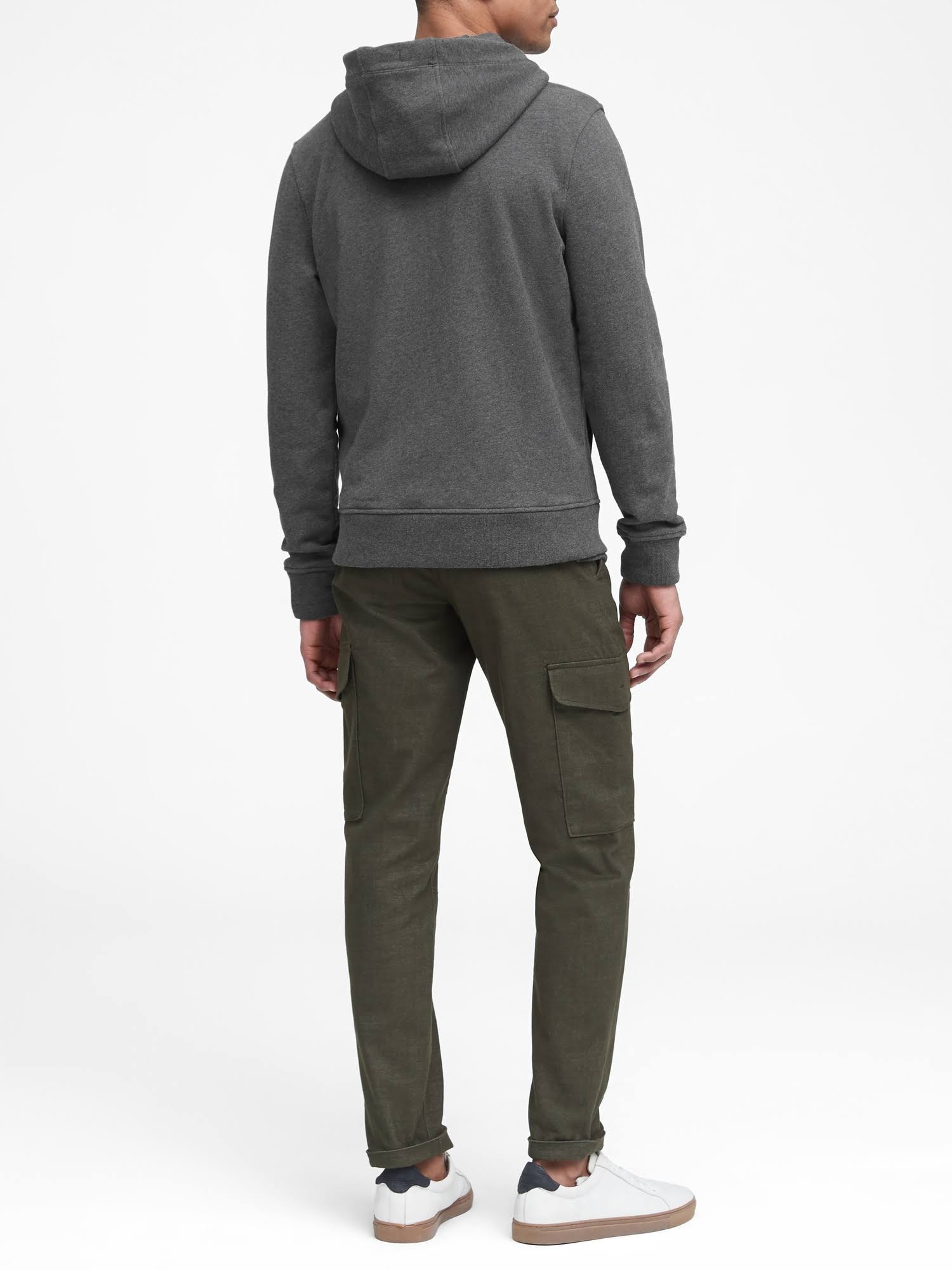 Banana Republic Men's French Terry Hoodie Dark Heather Gray Size S