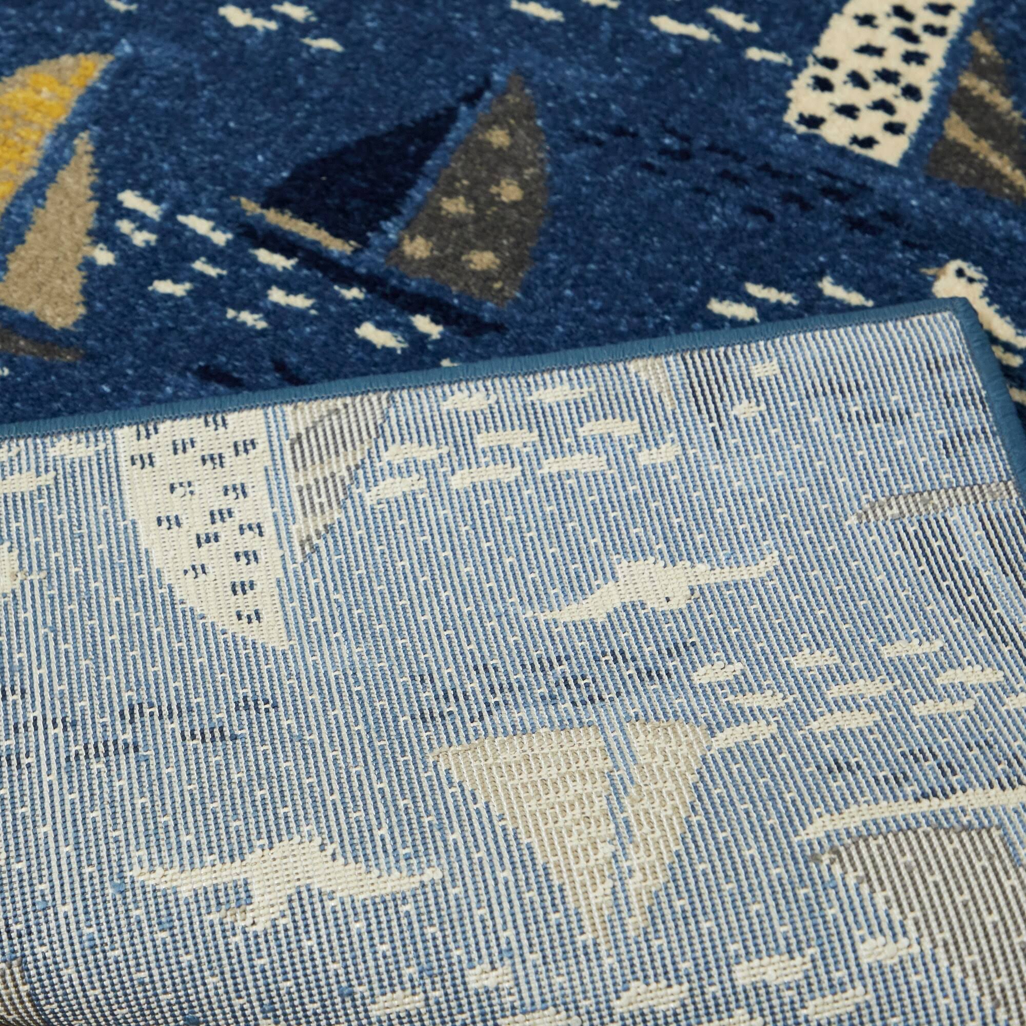 BALTA Bay Marina Navy 5 ft. x 7 ft. Coastal Boat Area Rug, Blue