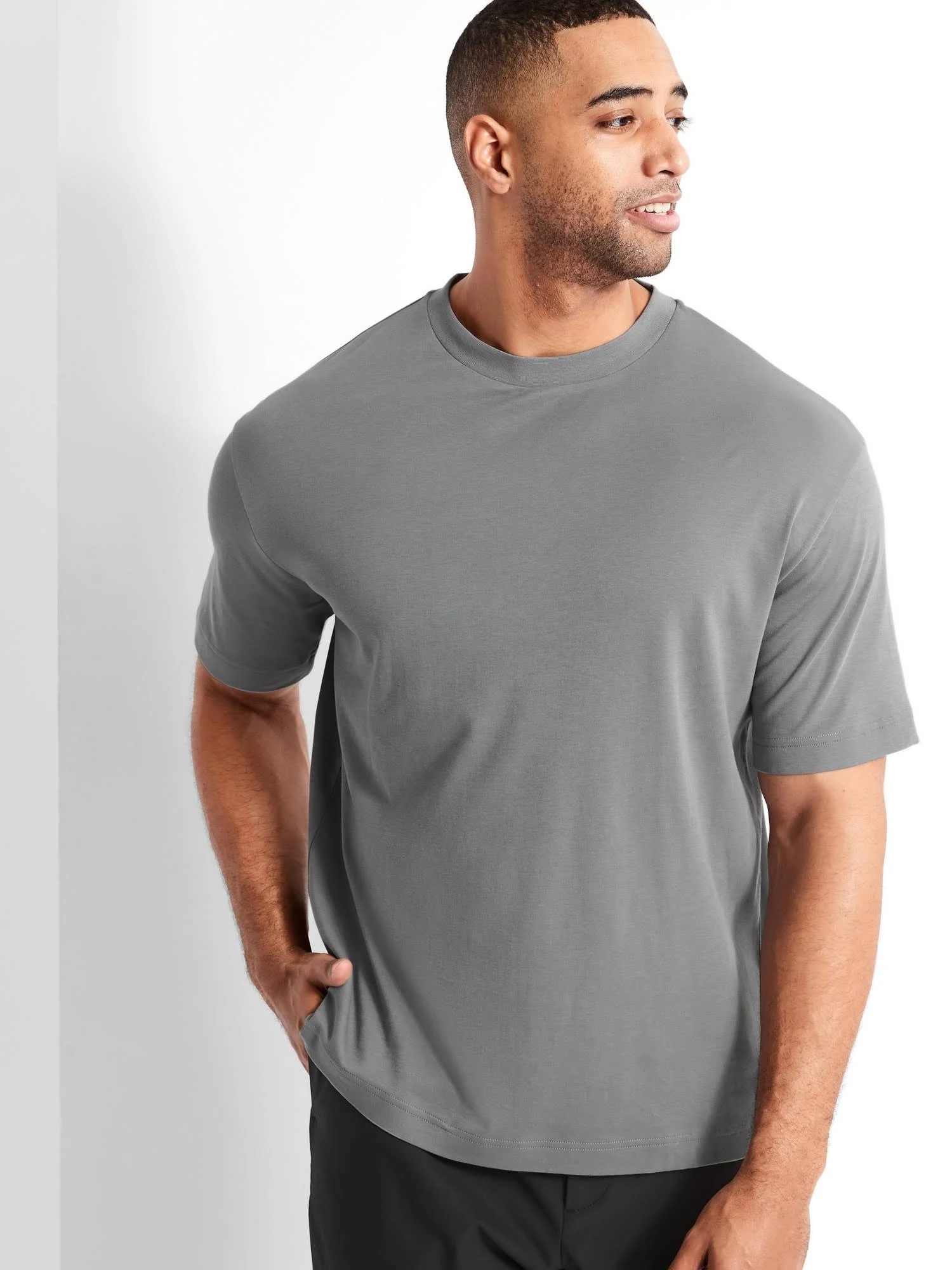 Banana Republic Men's Organic High Crew-Neck T-Shirt Gray Sky Size Xs