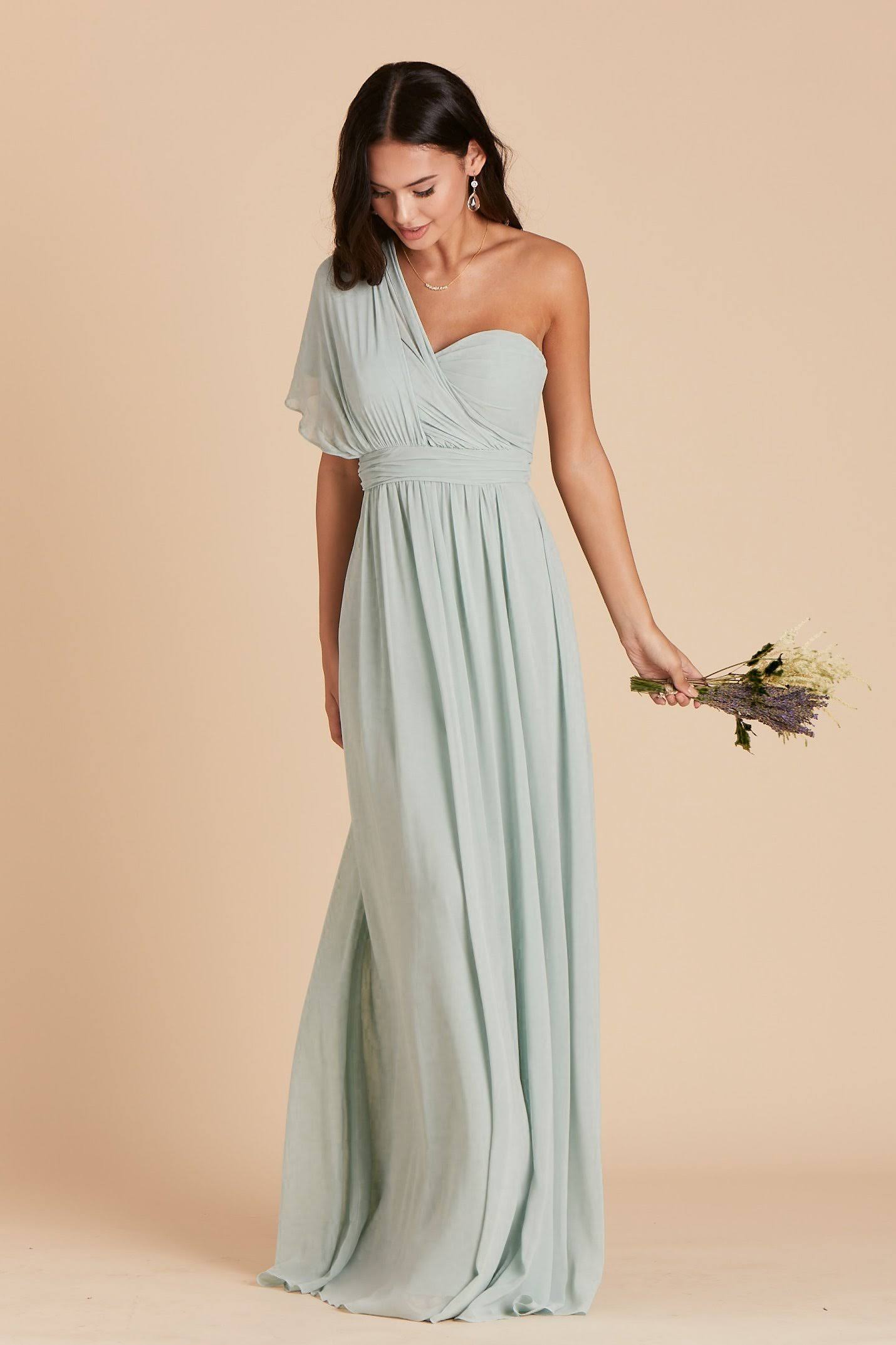 Grace Convertible Chiffon Bridesmaid Dress in Sage L / Sage / No Slit