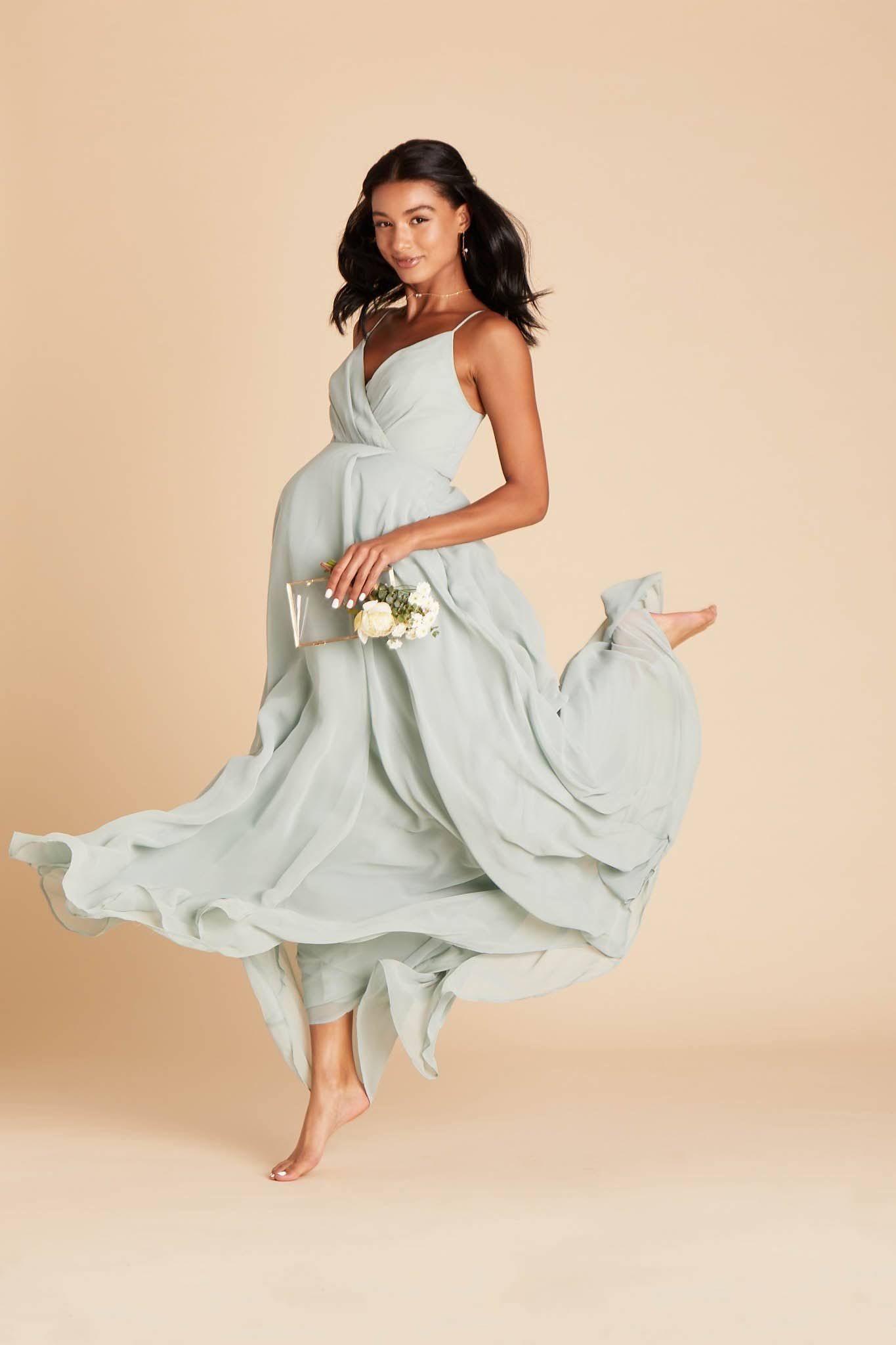 Birdy Grey Kaia Chiffon Bridesmaid Dress in Sage S / Sage