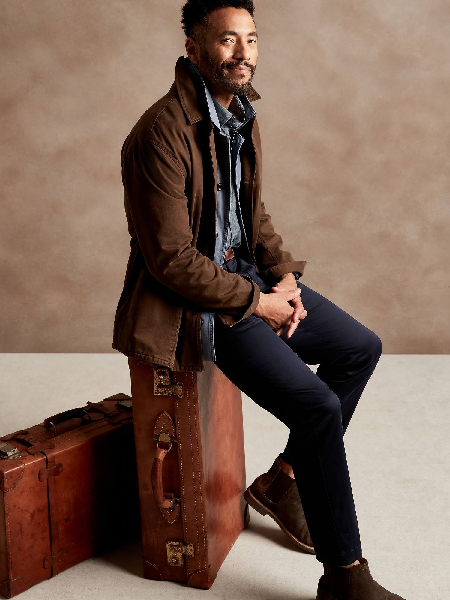 Banana Republic Men's Straight Rapid Movement Chino Pant Navy Blue Tall Size 36W 36L