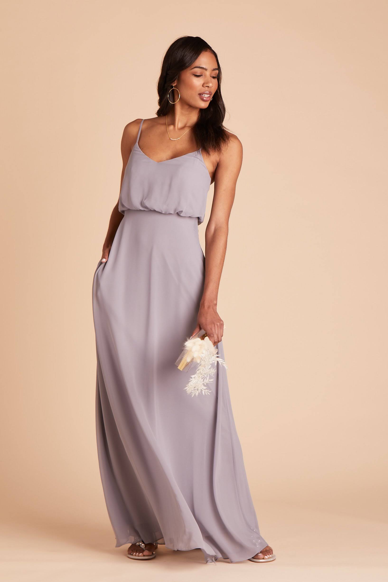 Birdy Grey Gwennie Chiffon Bridesmaid Dress in Silver Xs / Silver