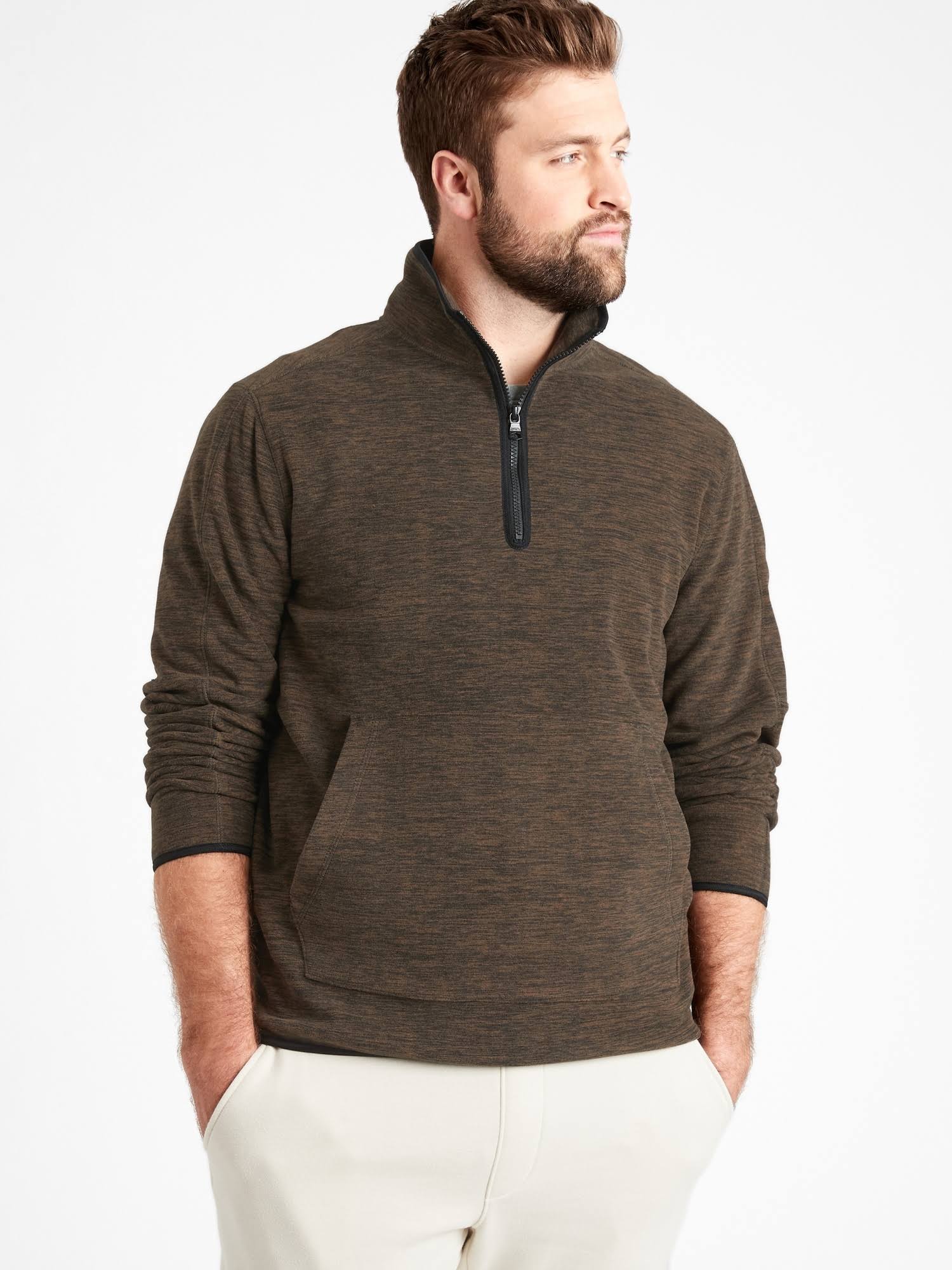 Banana Republic Men's Arctic Fleece Half-Zip Sweatshirt Olive Green Size Xs