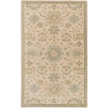 Charlton Home Willard Hand-Woven Wool Beige/Green Area Rug; Rectangle 5& x 8&