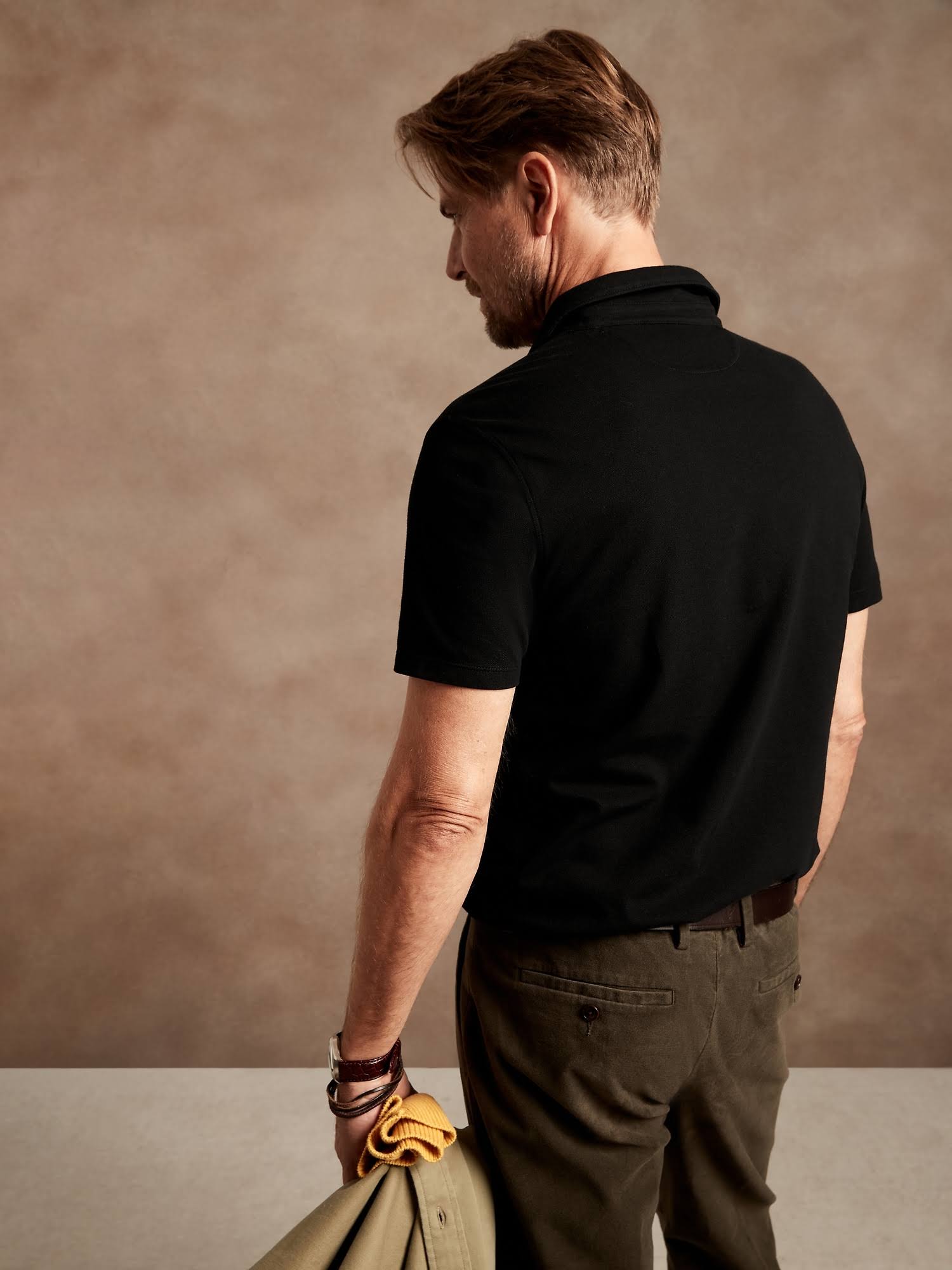 Banana Republic Men's Don&t-Sweat-It Polo Shirt Black Size Xs