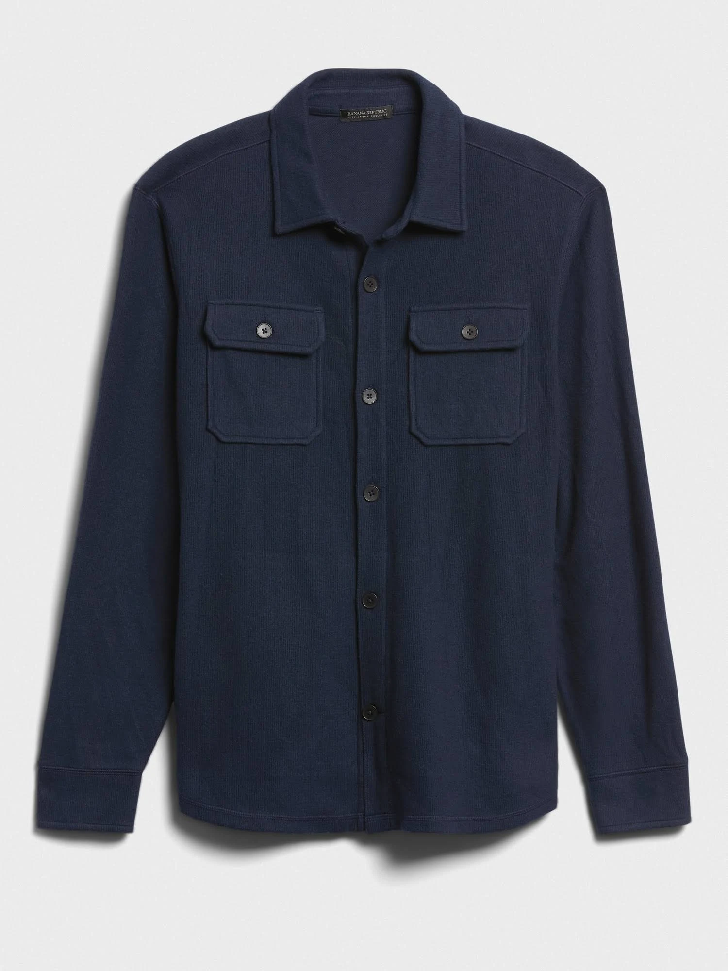 Banana Republic Men's Brushed Waffle-Knit Shirt Jacket Navy Tall Size L