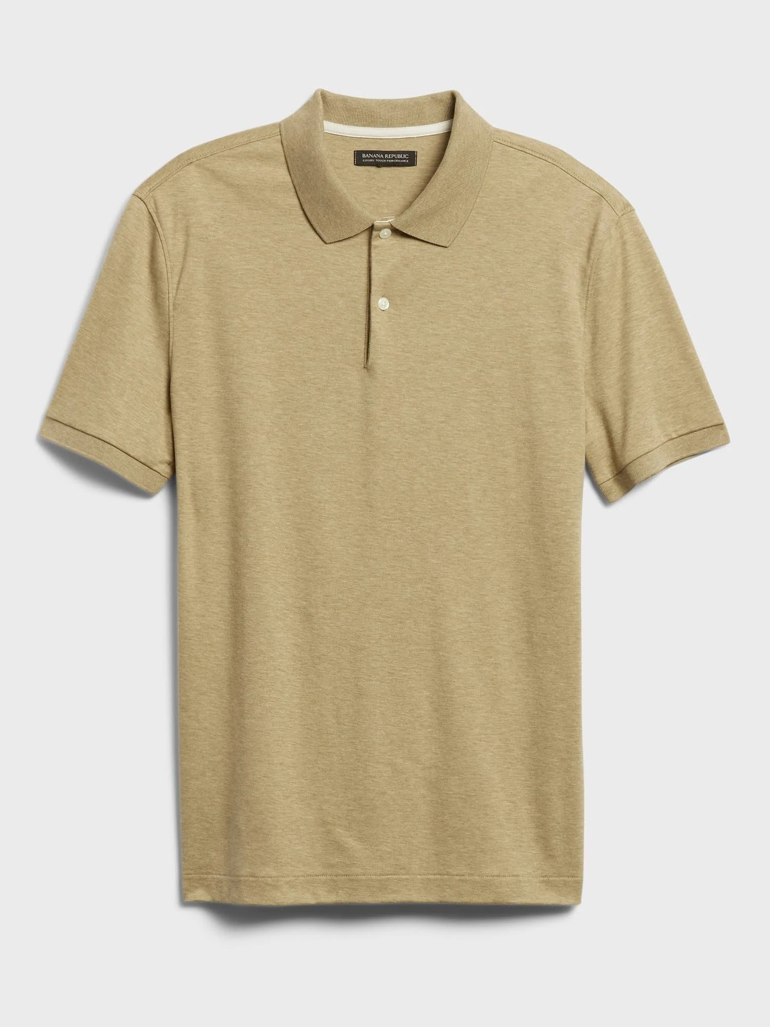 Banana Republic Men's Luxury-Touch Performance Golf Polo Shirt Sand Khaki Beige Size L