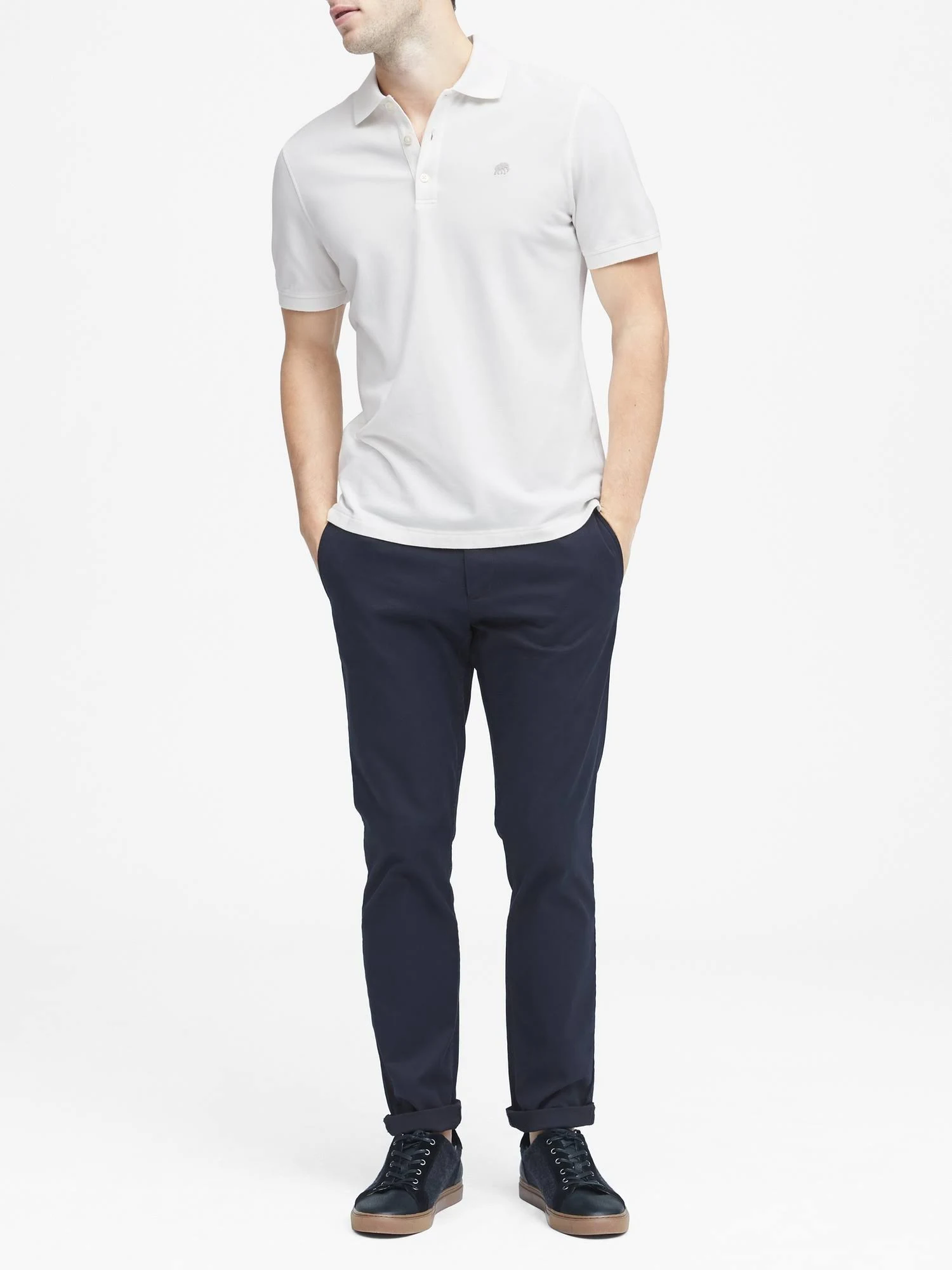 Banana Republic Men's Signature Pique Polo Shirt White Tall Size XL