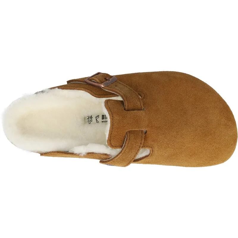 Birkenstock Boston Shearling Suede Leather Clogs - Mink