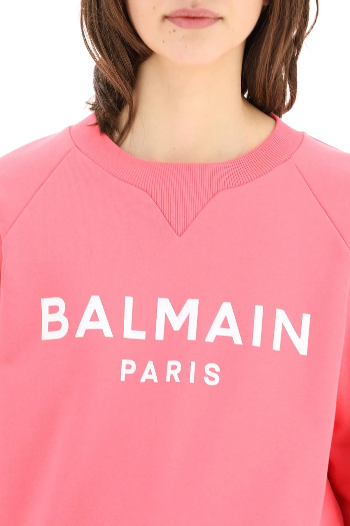 Balmain Sweatshirt with Logo Print M Pink,White Cotton