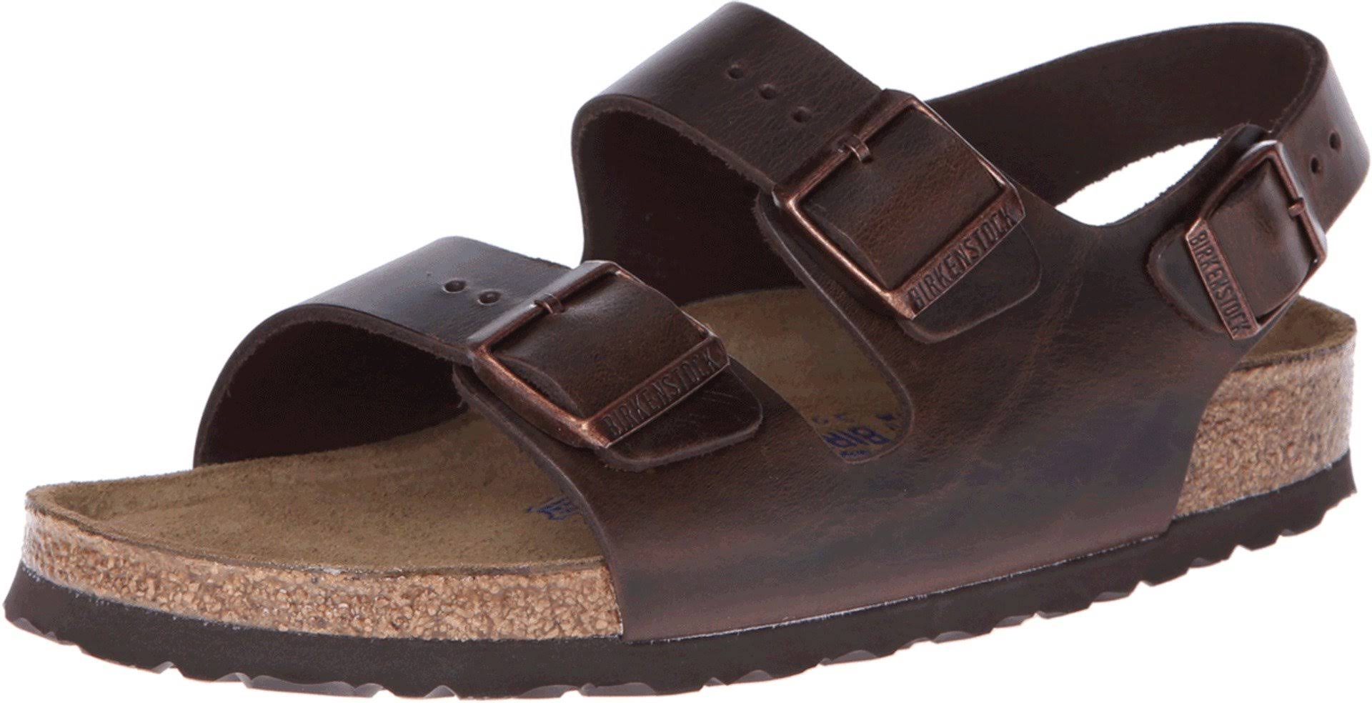 Birkenstock Milano Soft Footbed Sandal - 43 - Brown Amalfi Leather