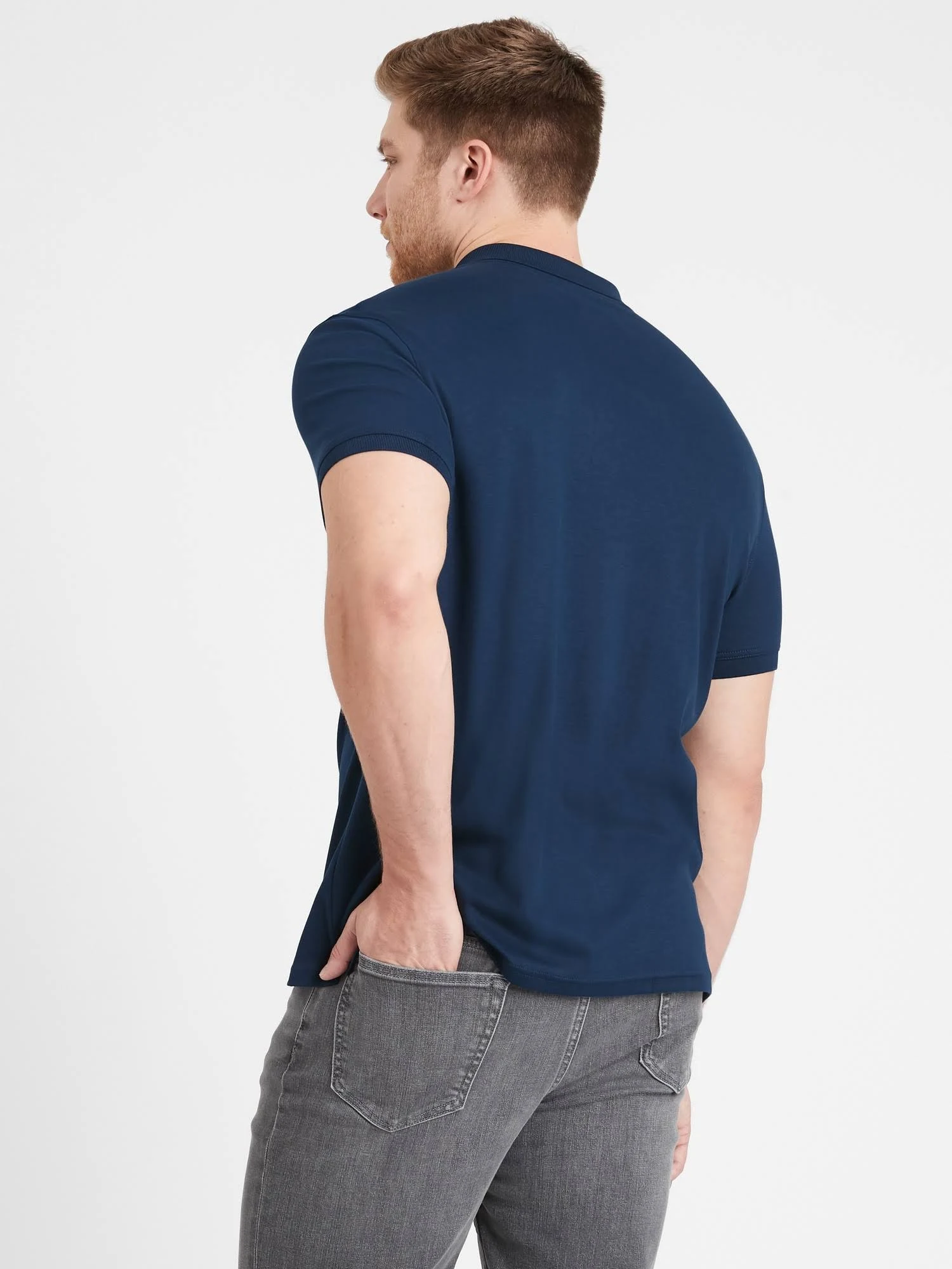 Banana Republic Men's Slim Luxury-Touch Polo Shirt Navy Tall Size M