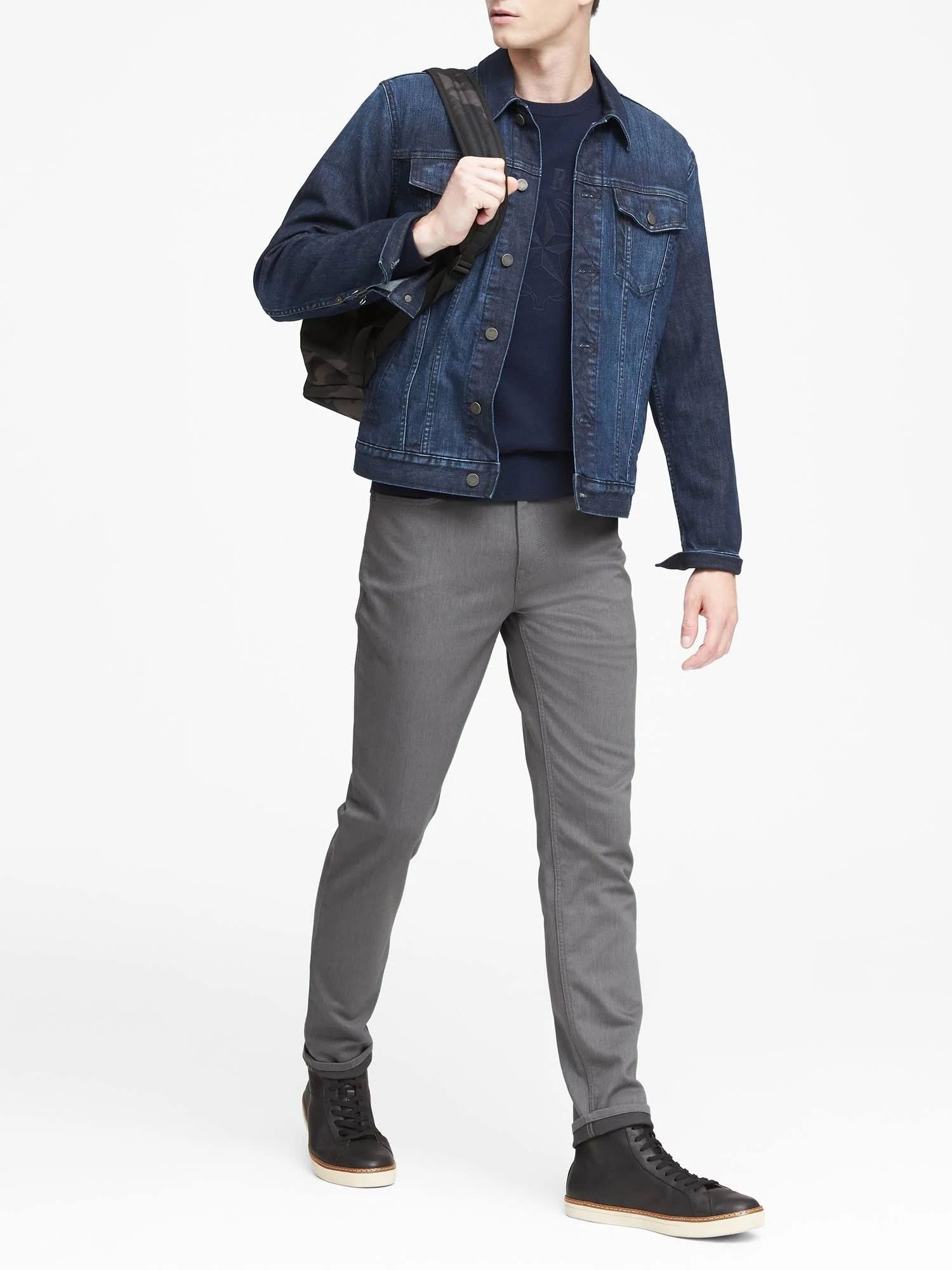Banana Republic Men's Athletic Tapered Heathered Traveler Pant Smoke Gray Size 28W 32L