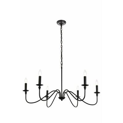 Ableton 6 - Light Candle Style Chandelier Birch LANE? Finish: Matte Black, Size: 42x22 W x 22x22 H