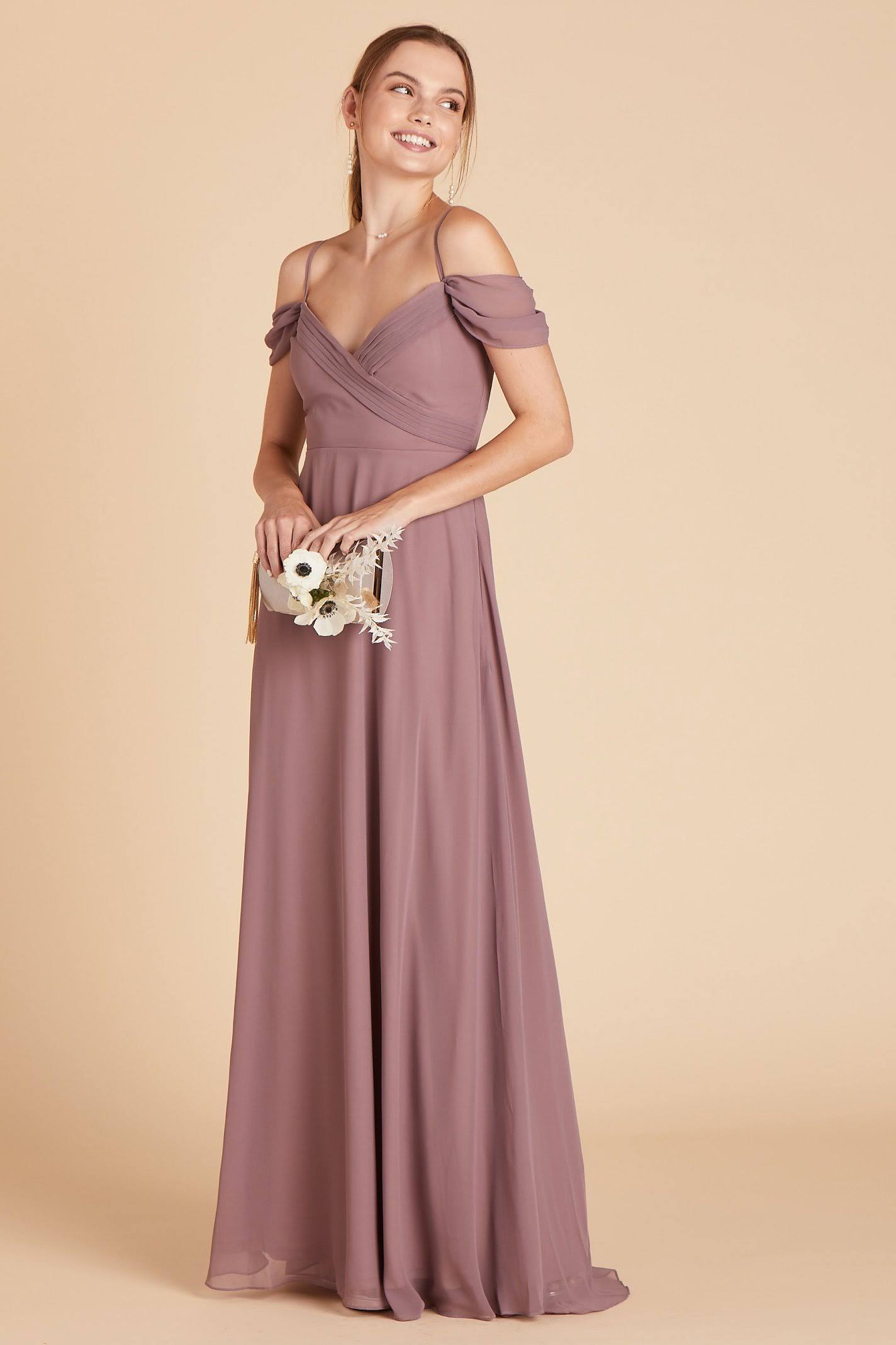 Birdy Grey Spence Convertible Chiffon Bridesmaid Dress in Dark Mauve S / Dark Mauve / No Slit