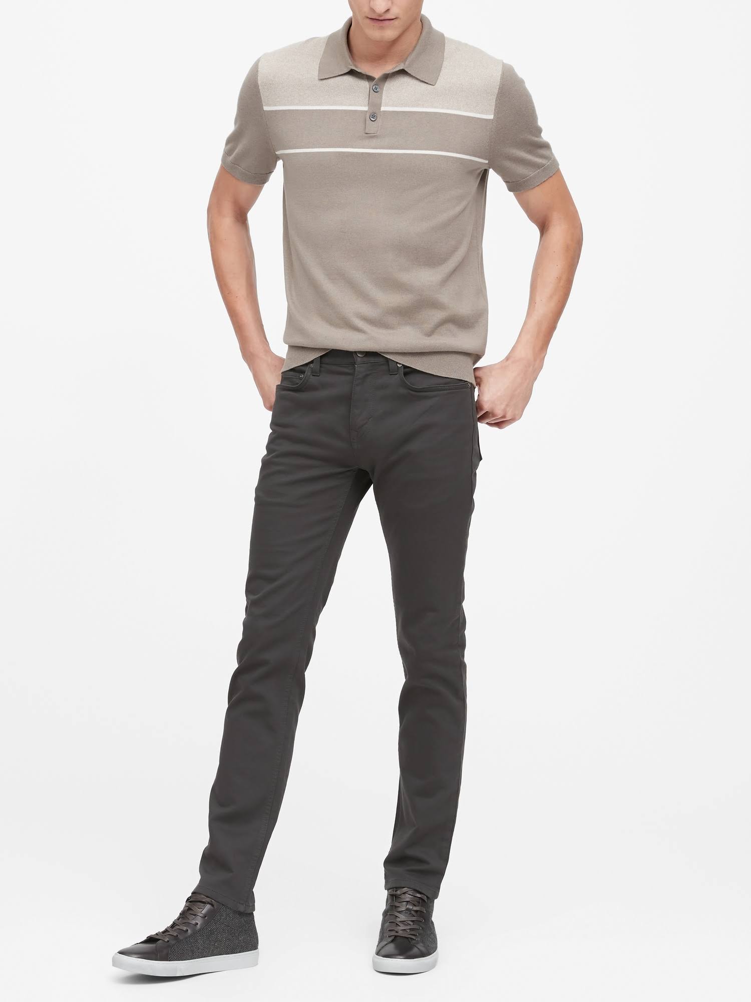 Banana Republic Men's Slim Traveler Pant Asphalt Gray Big and Tall Size 42W 36L