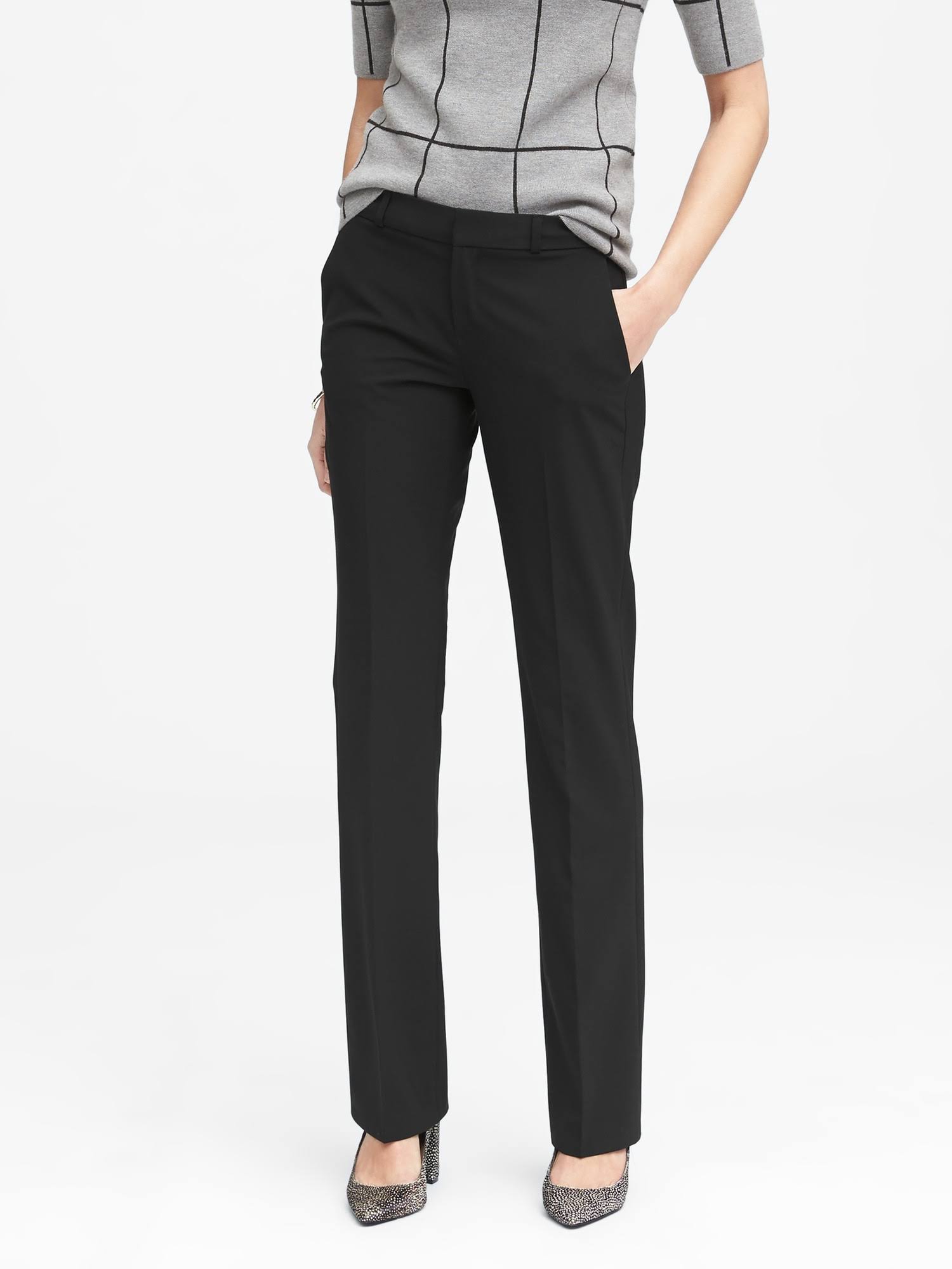 Banana Republic Women's Logan Trouser-Fit Washable Wool-Blend Pant Black Size 20 Regular