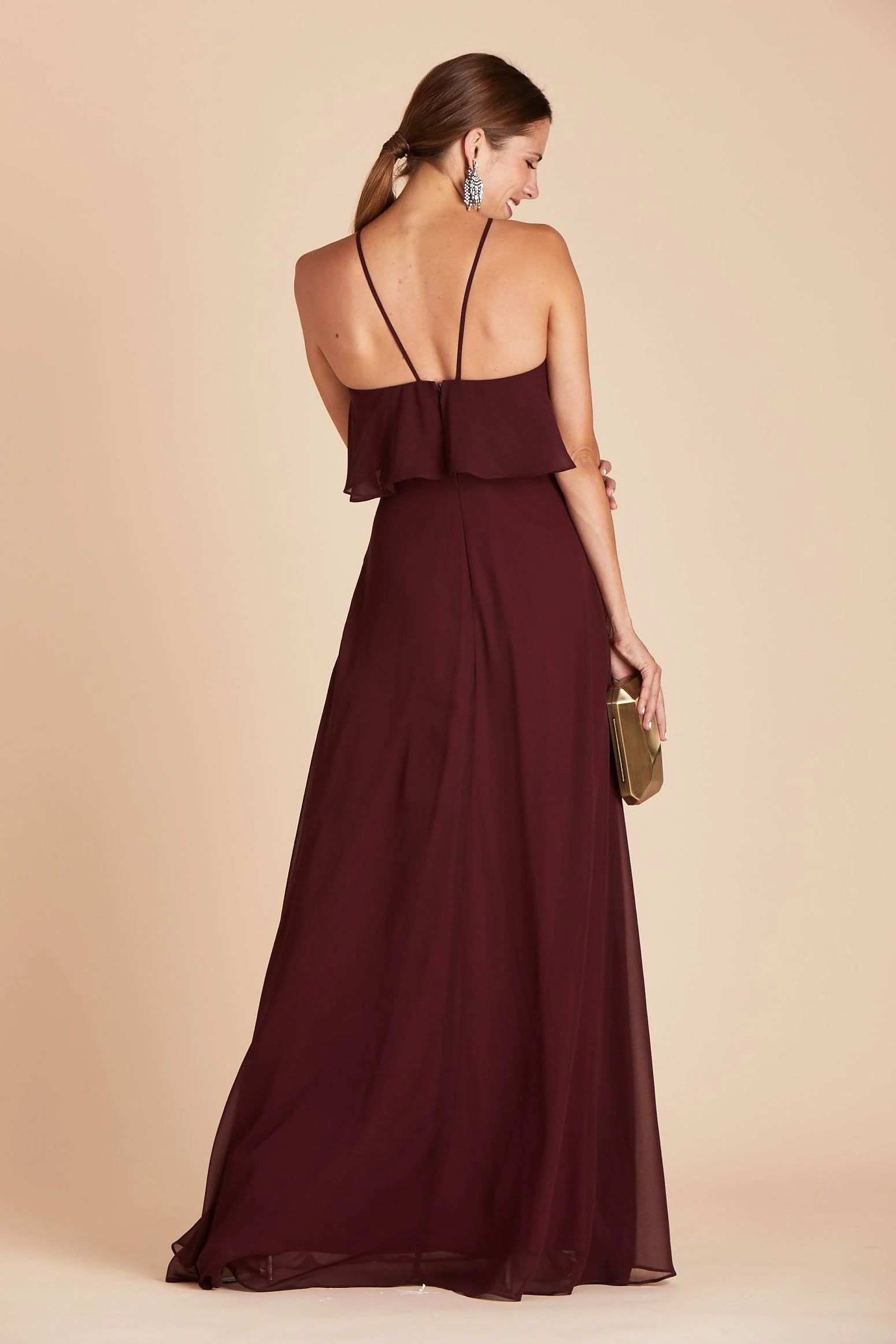 Birdy Grey Jules Chiffon Bridesmaid Dress in Cabernet M / Cabernet